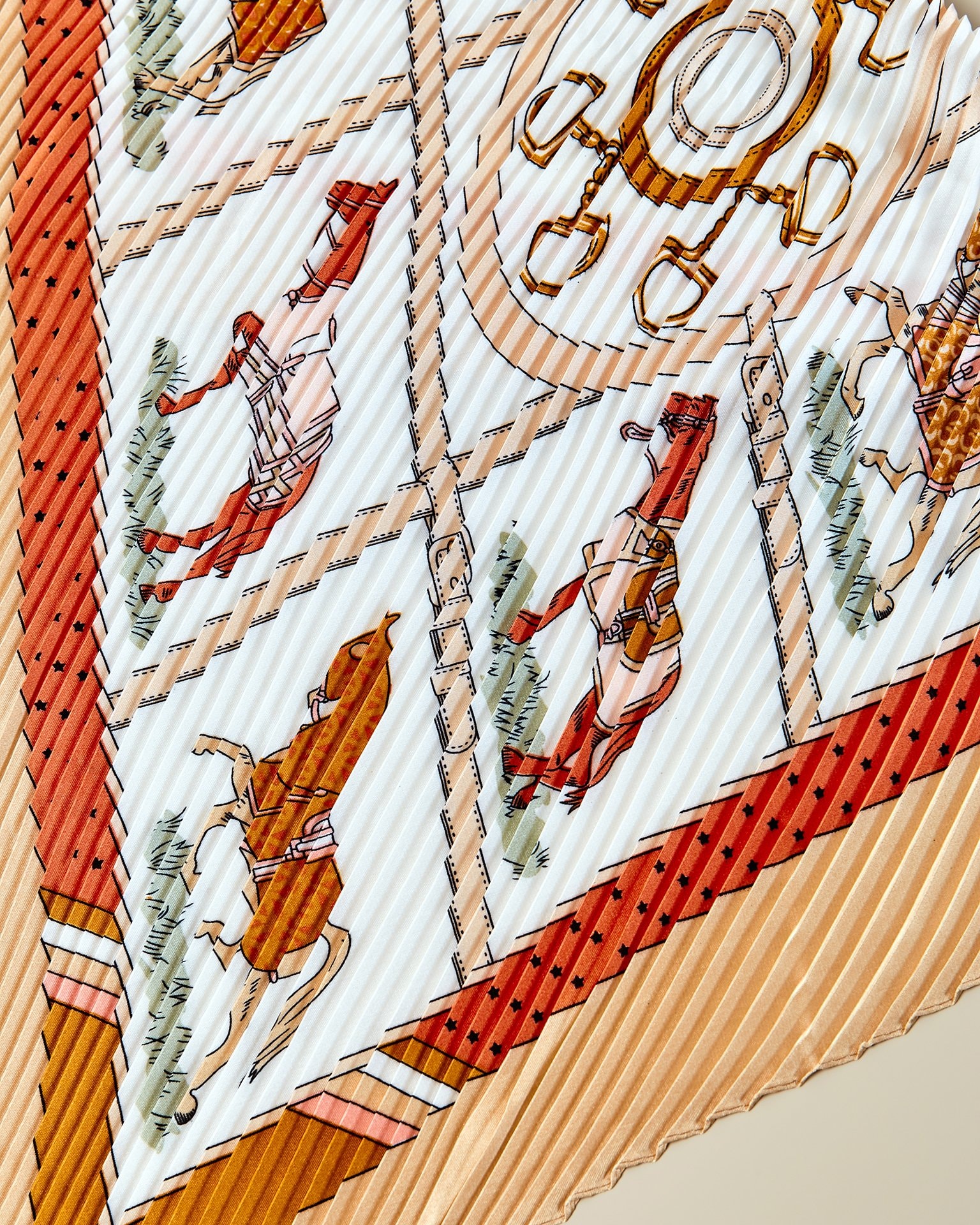 Scarf with equestrian print, Beige — photo 2