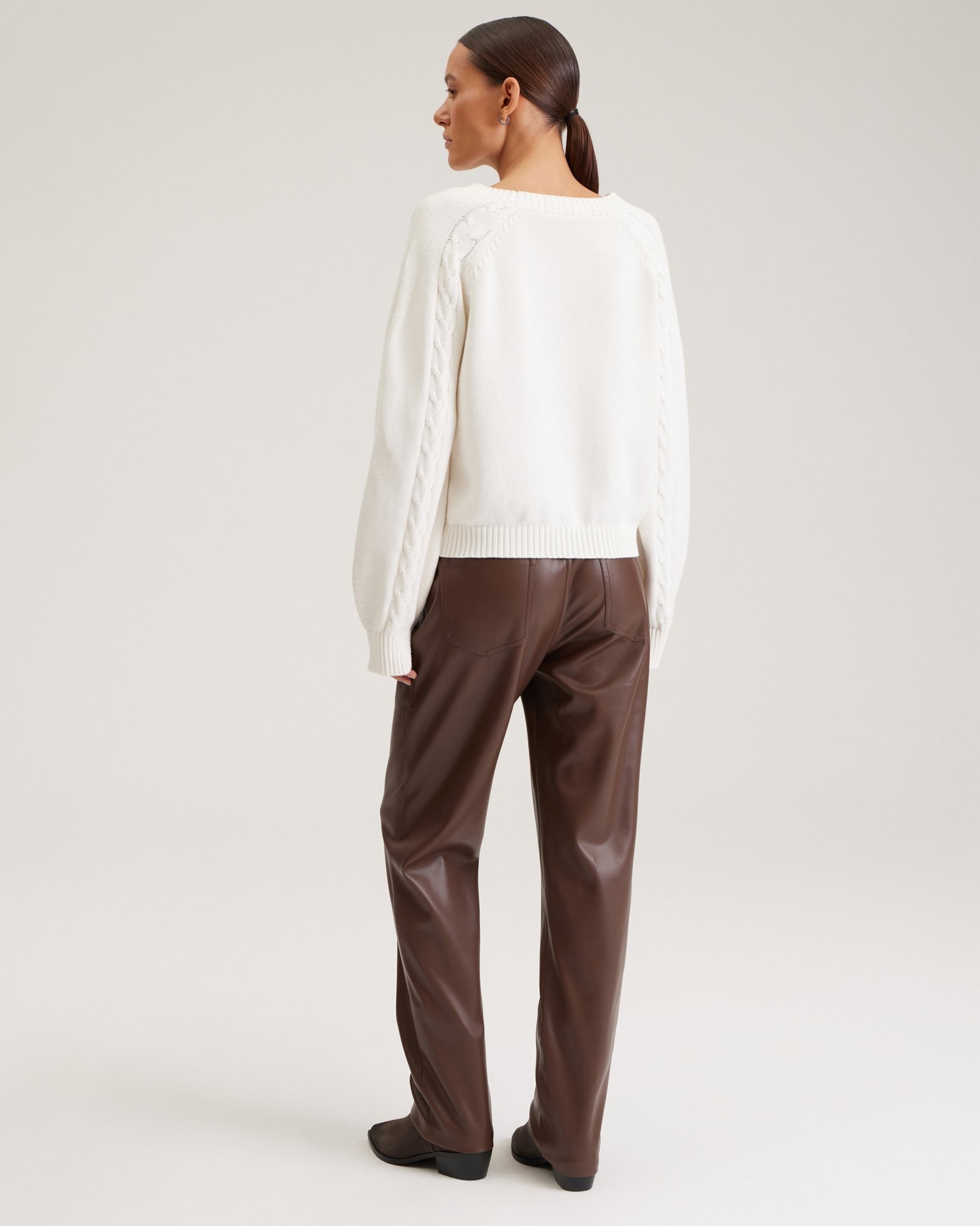 Cream cable-knit jumper, White — photo 8