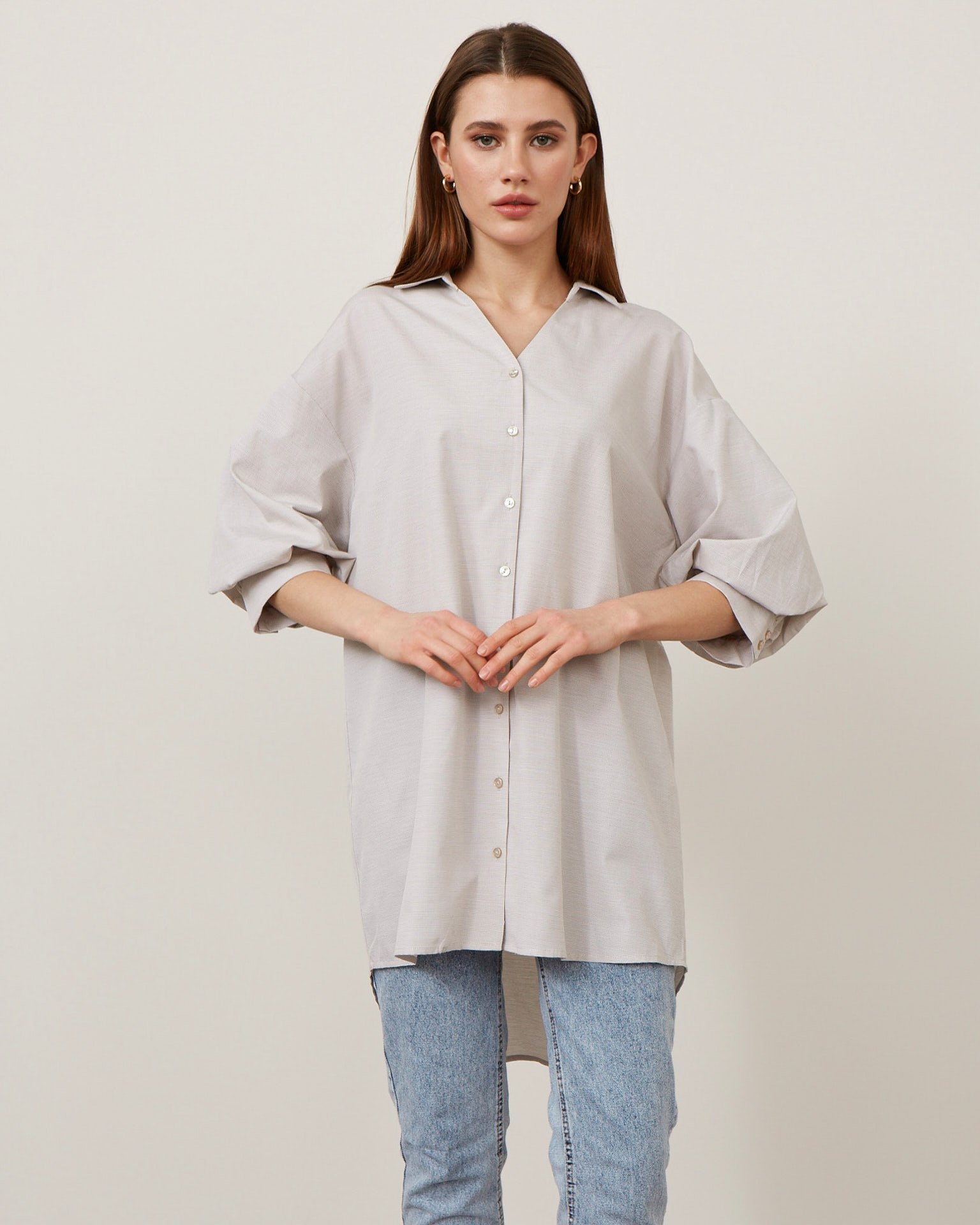 Shirt with an elongated back, Grey — photo 5