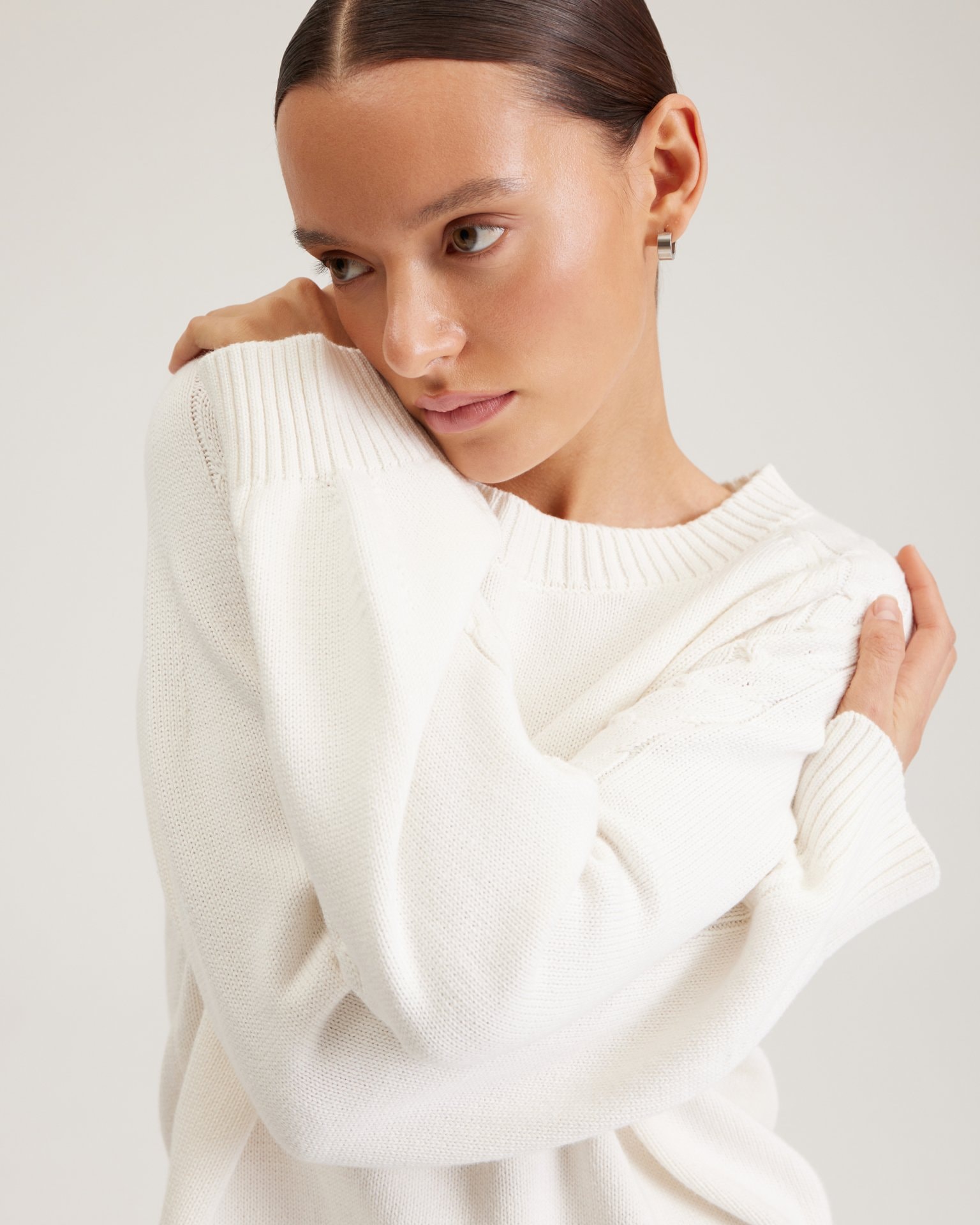 Cream cable-knit jumper, White — photo 5