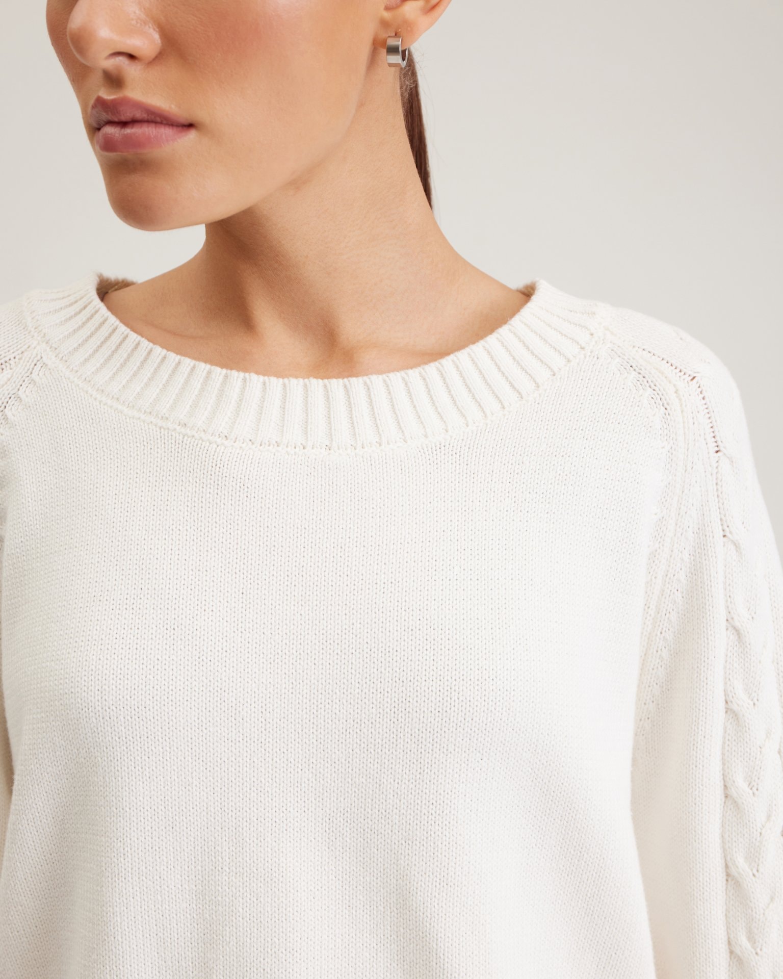 Cream cable-knit jumper, White — photo 6