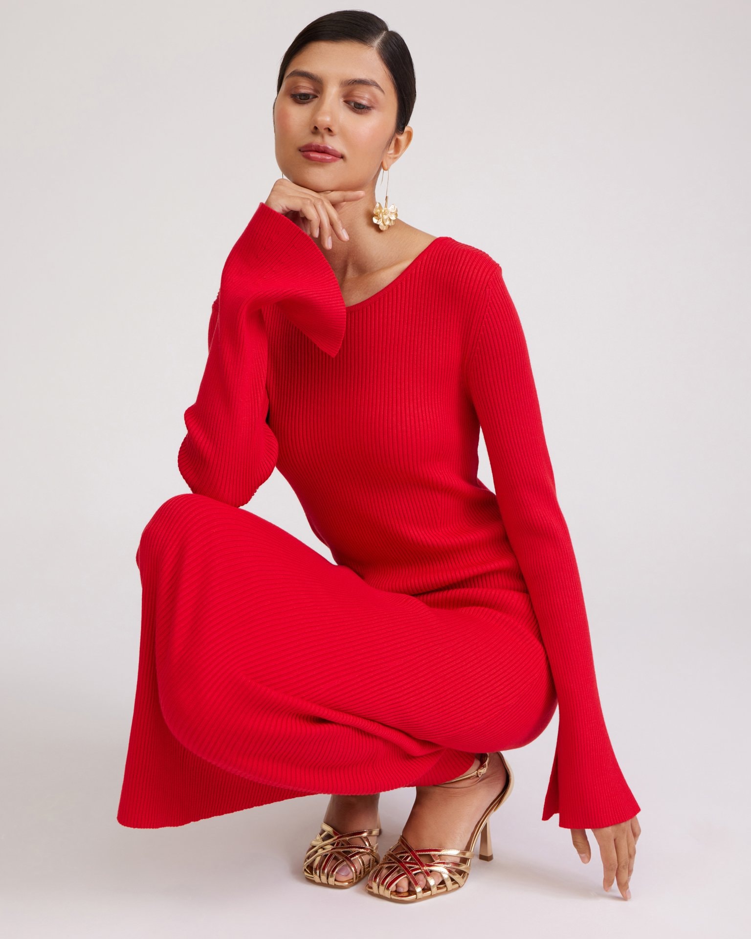 Red dress with an open back, Red — photo 5