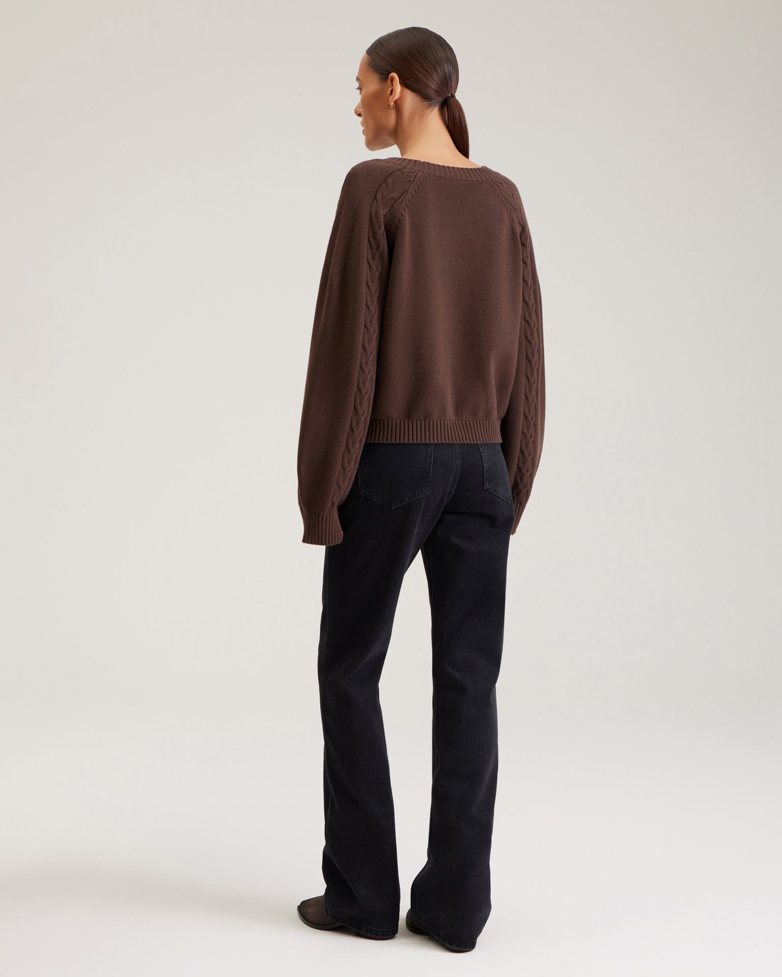 Cable-knit jumper, Brown — photo 4