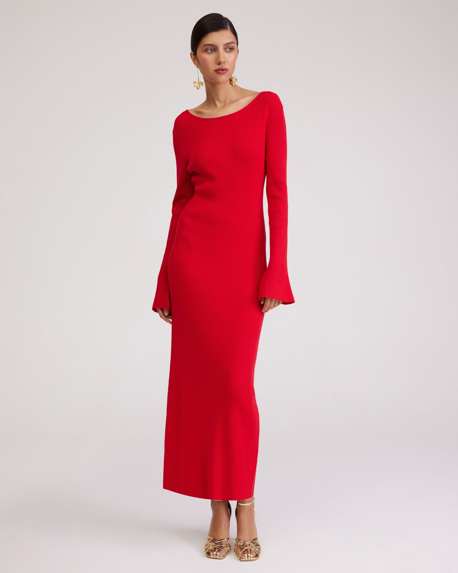 Red dress with an open back, Red — photo 2