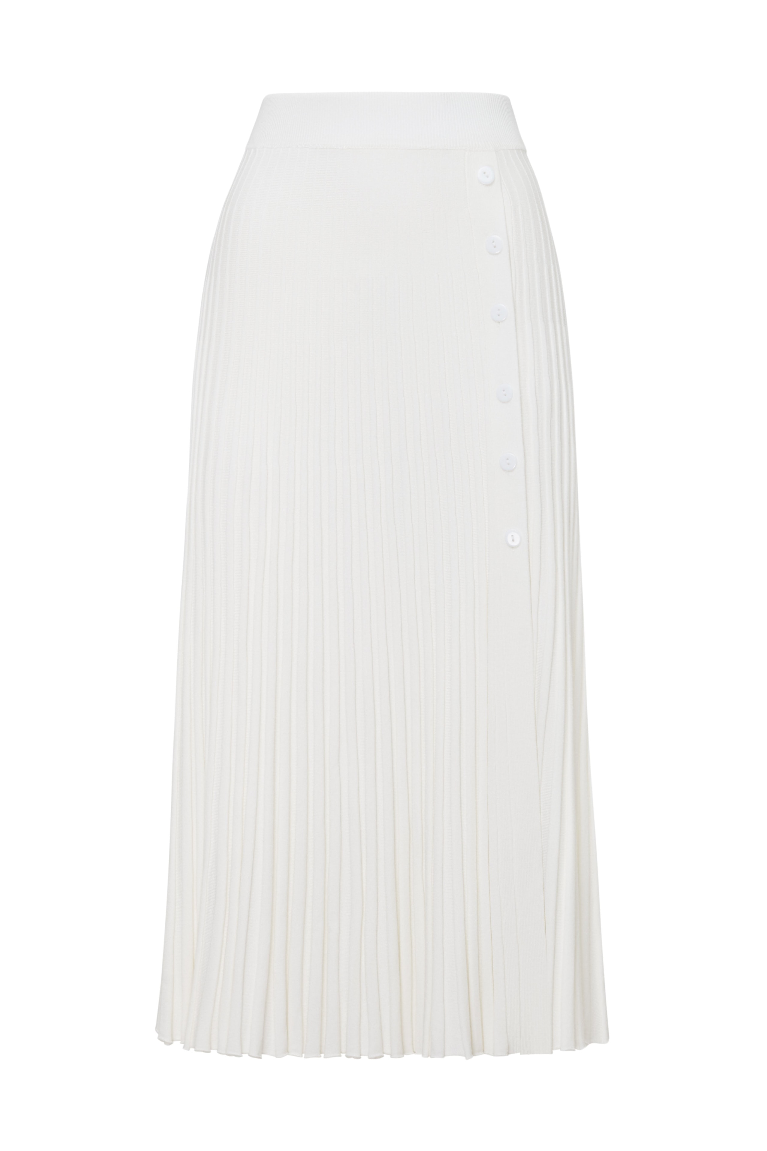 Midi skirt with a slit, White — photo 7