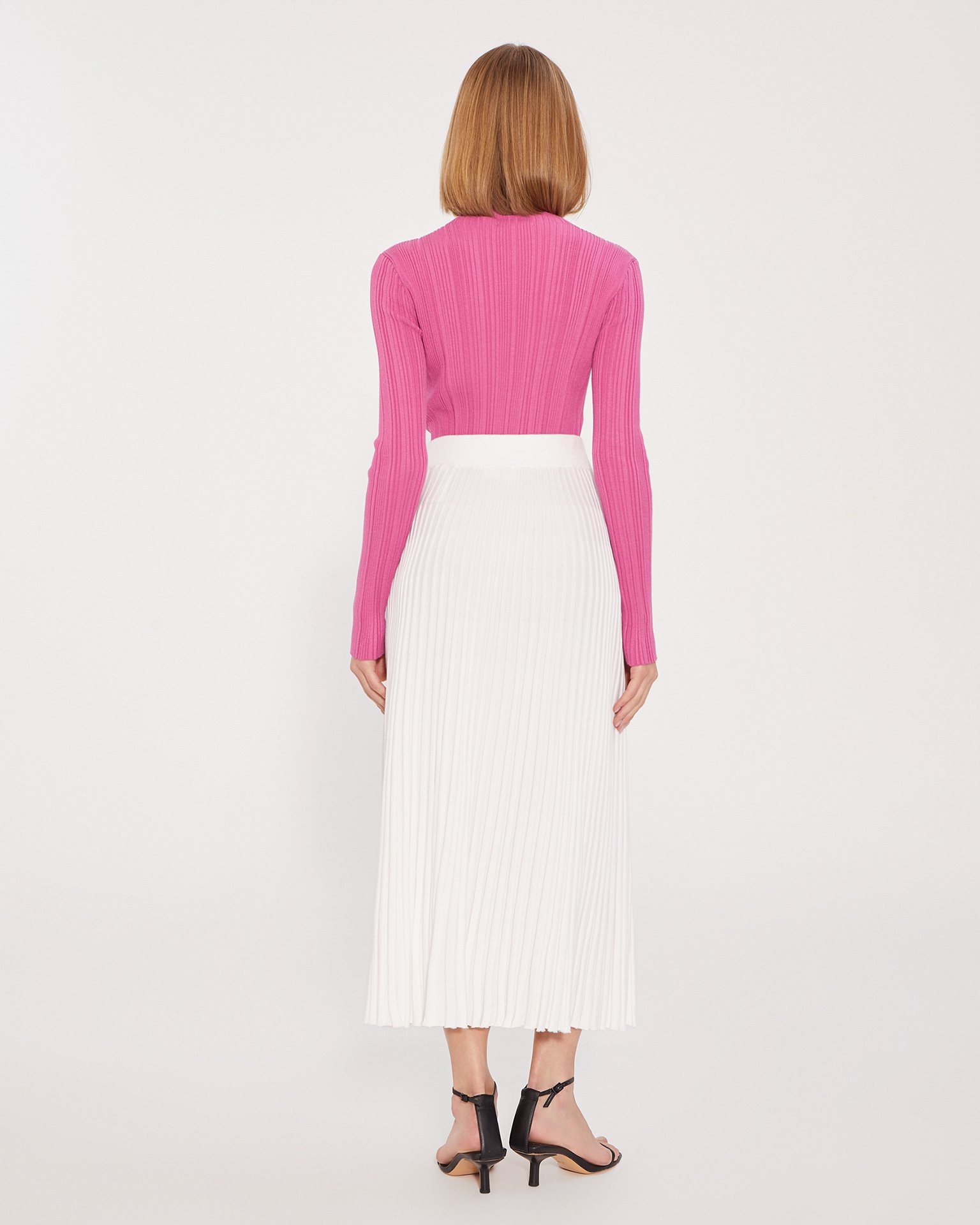 Midi skirt with a slit, White — photo 3