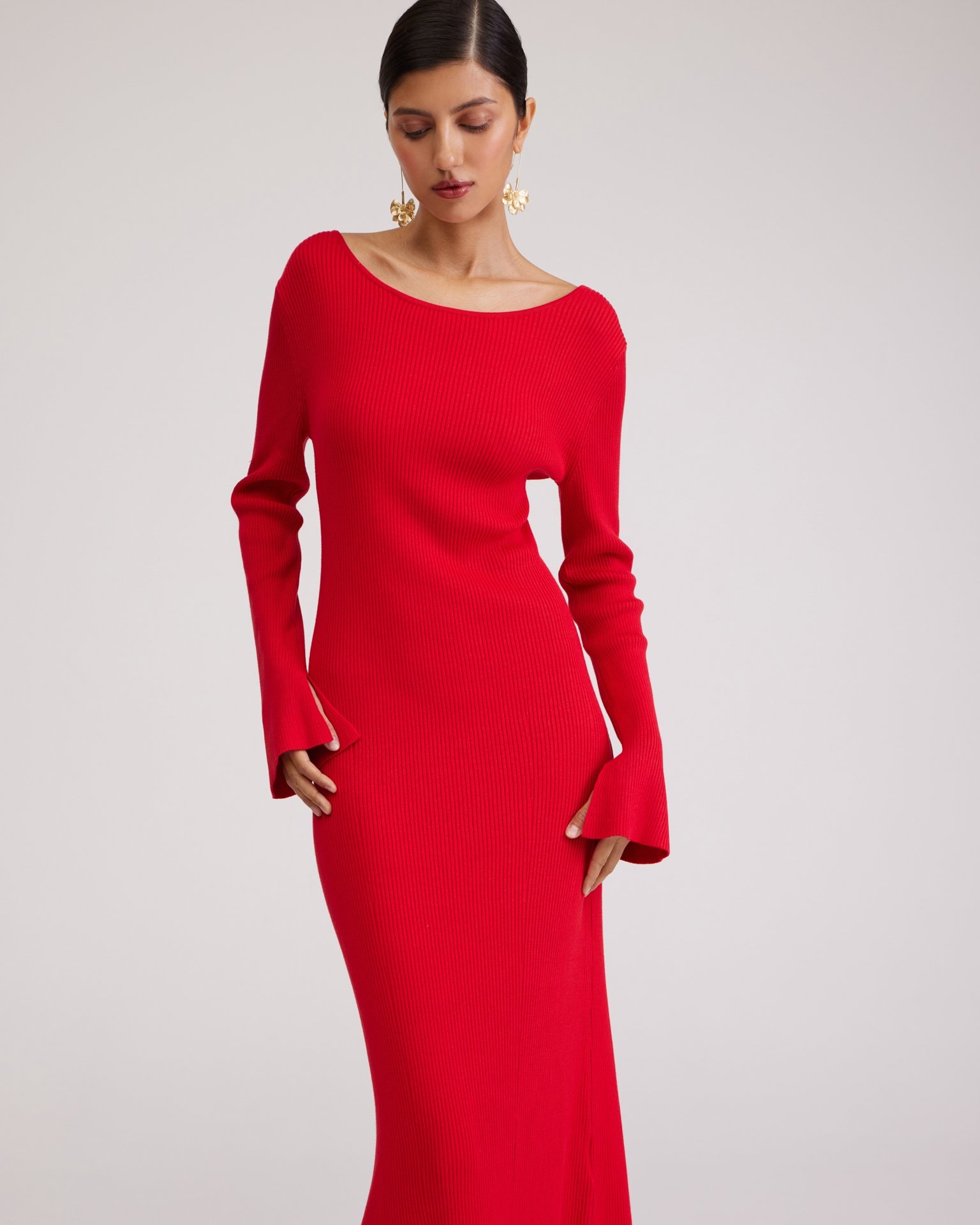 Red dress with an open back, Red — photo 4
