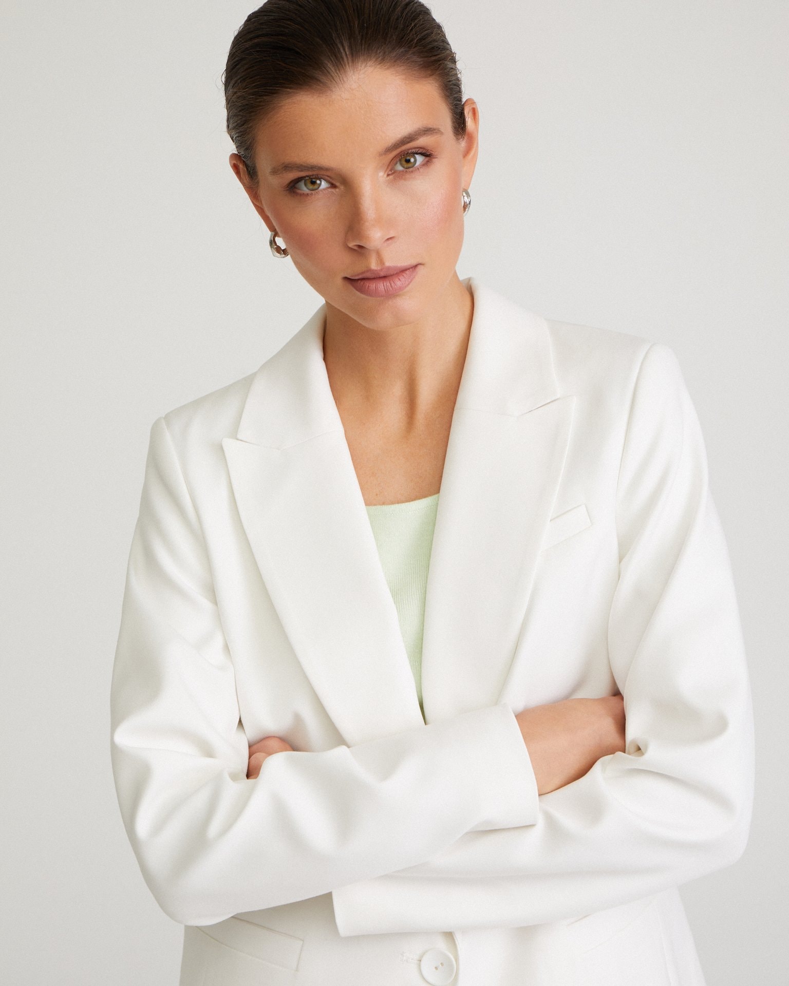 White straight-cut jacket, White — photo 5