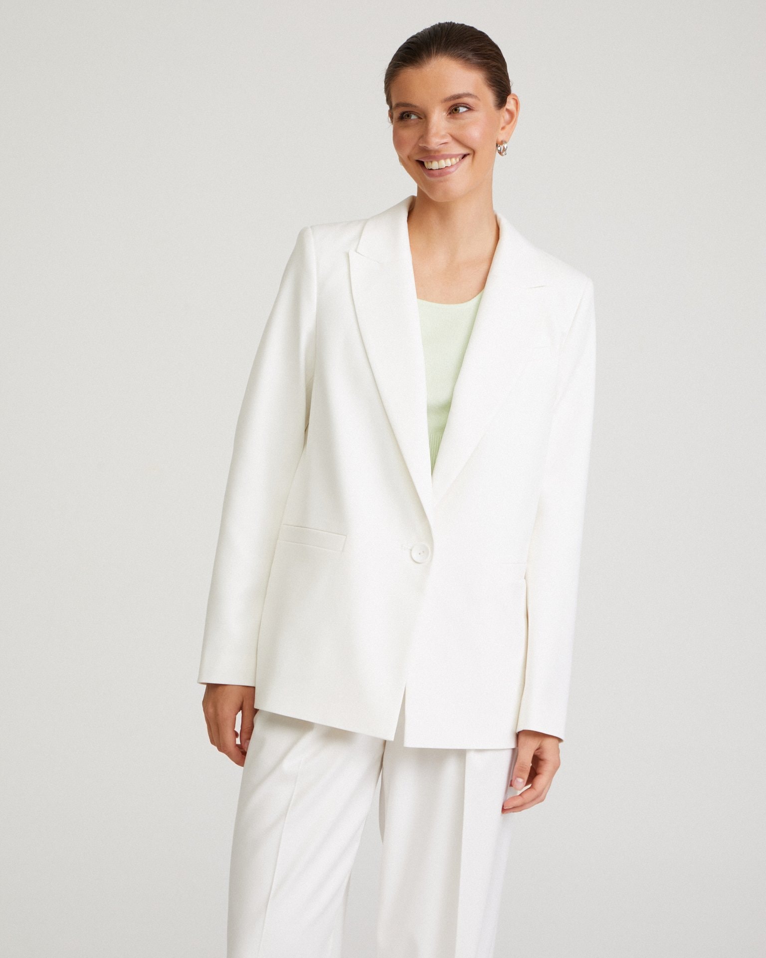 White straight-cut jacket, White — photo 4