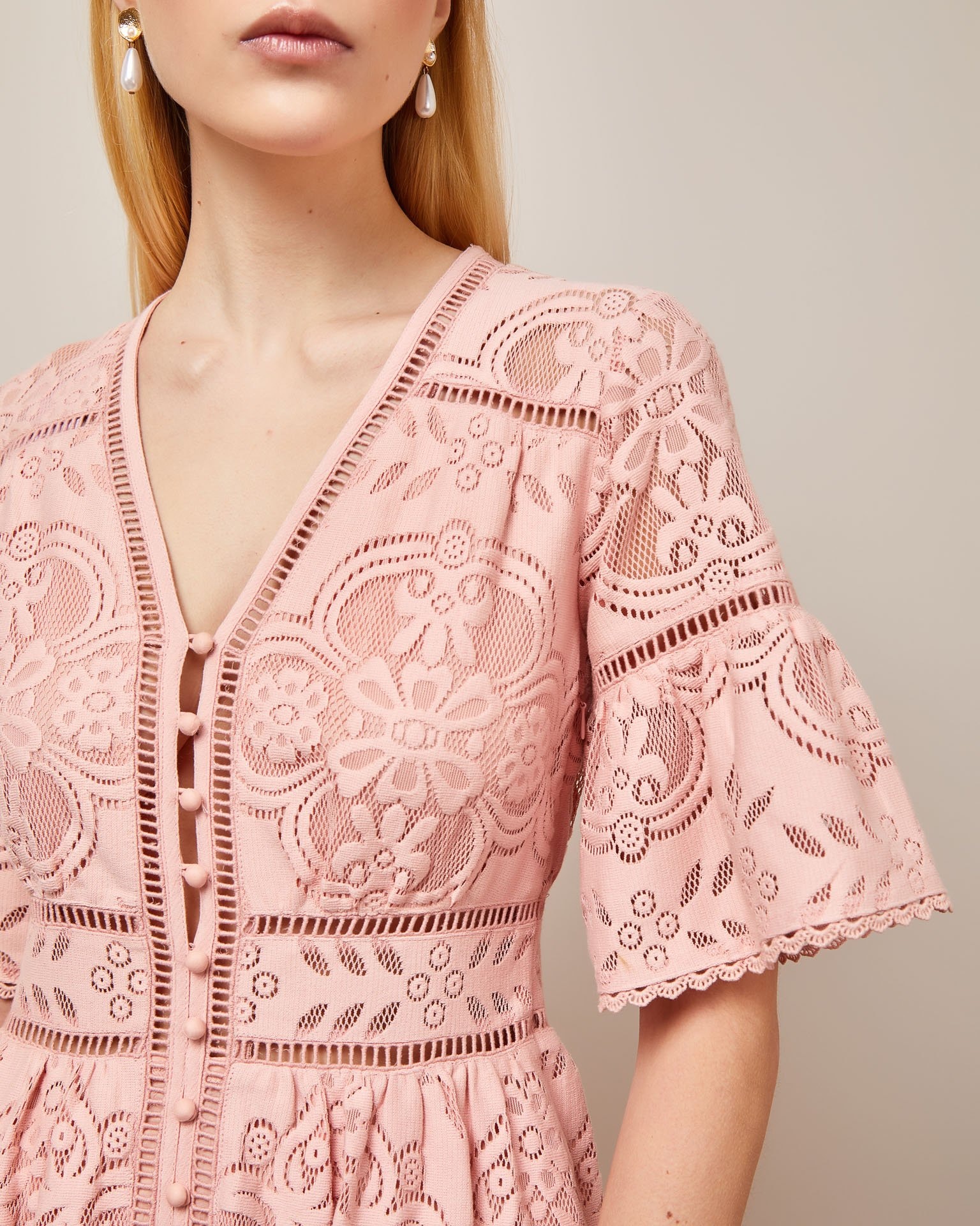 Dress with ruffles on the sleeves and skirt, Pink — photo 5