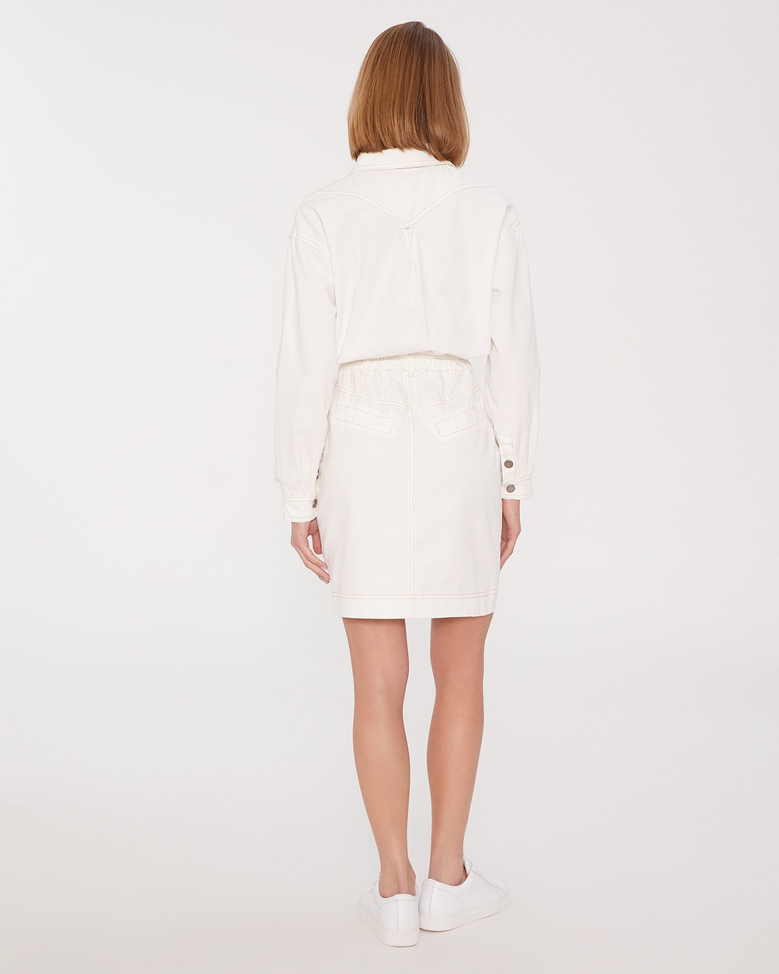 Button-front mini dress, White — photo 3