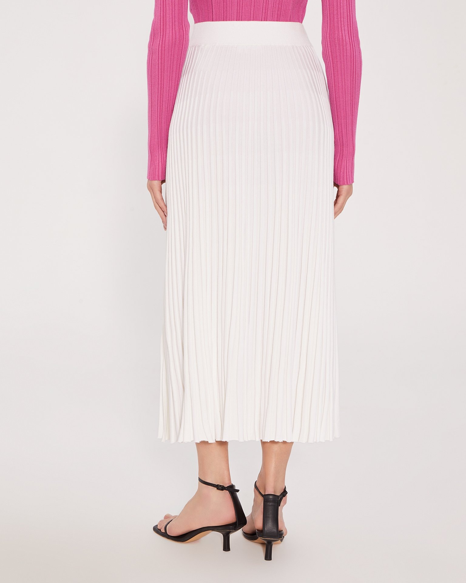 Midi skirt with a slit, White — photo 6