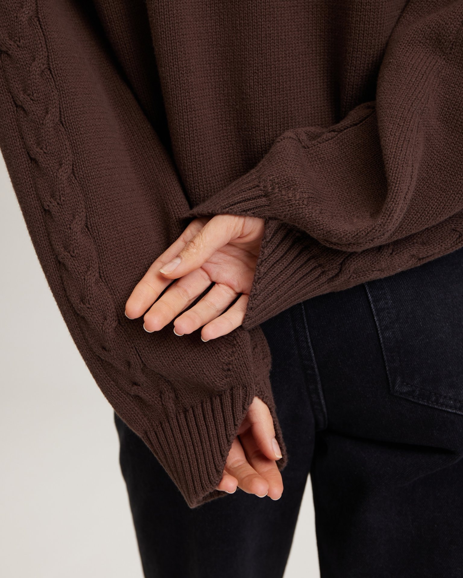 Cable-knit jumper, Brown — photo 9