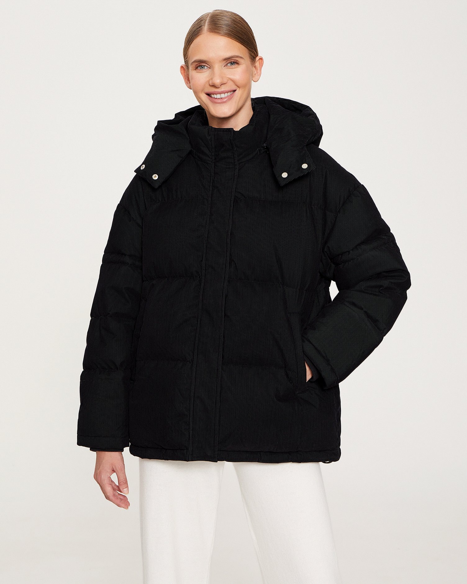 Black quilted jacket, Black — photo 4