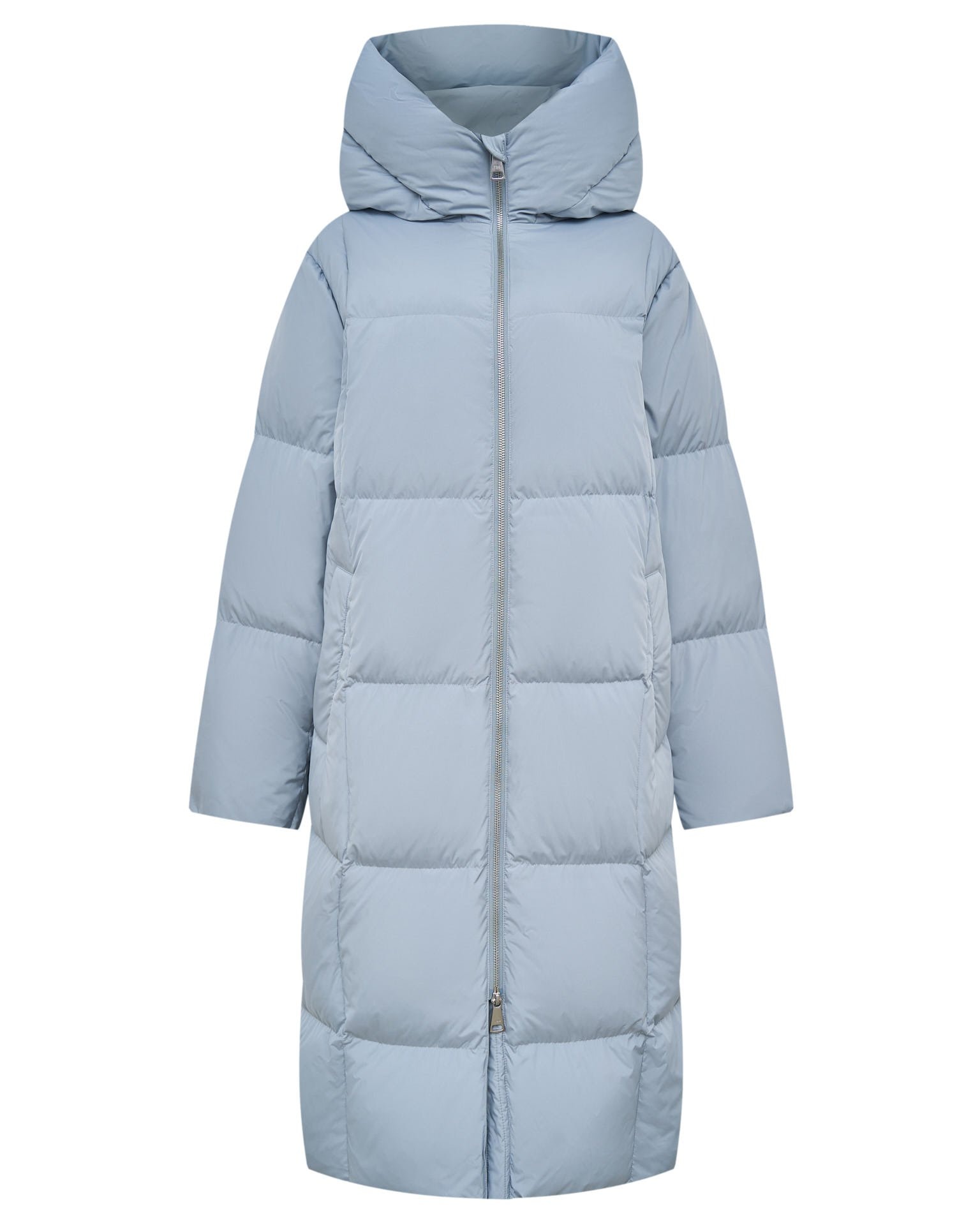 Longline down jacket in grey-blue, Grey — photo 2
