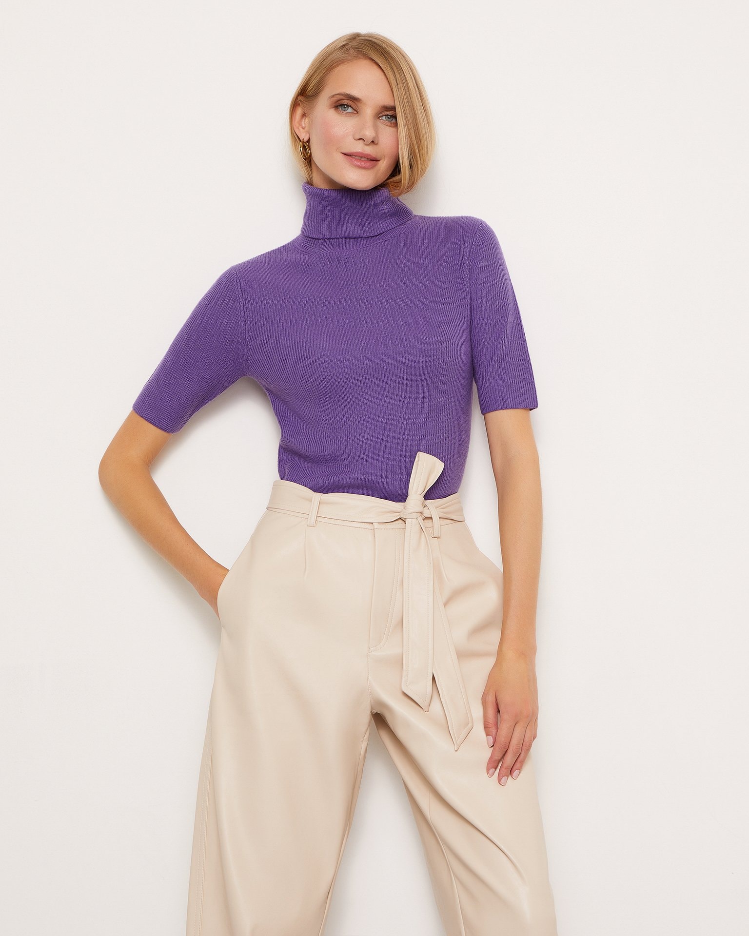 Fitted turtleneck, Purple — photo 5