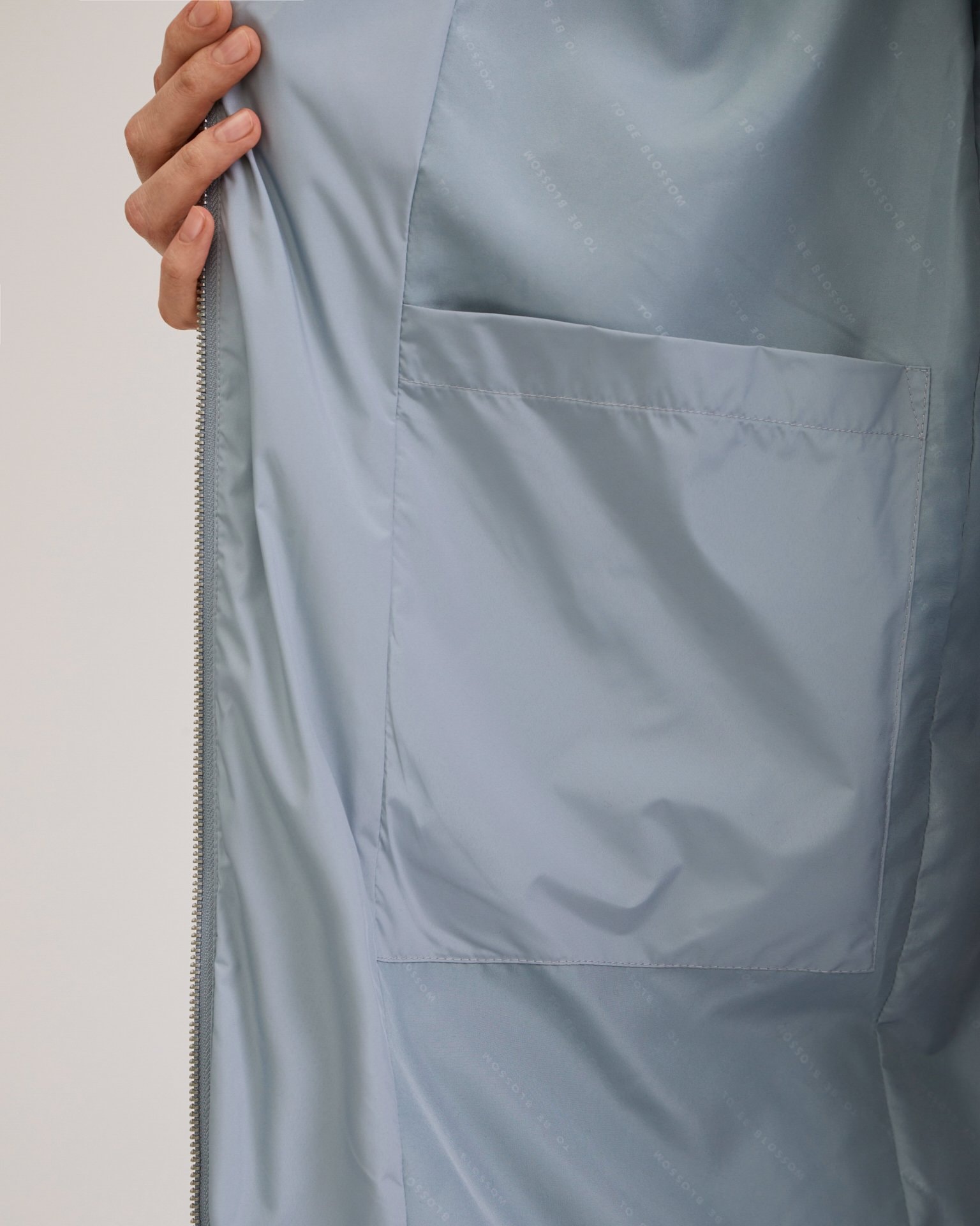 Longline down jacket in grey-blue, Grey — photo 9