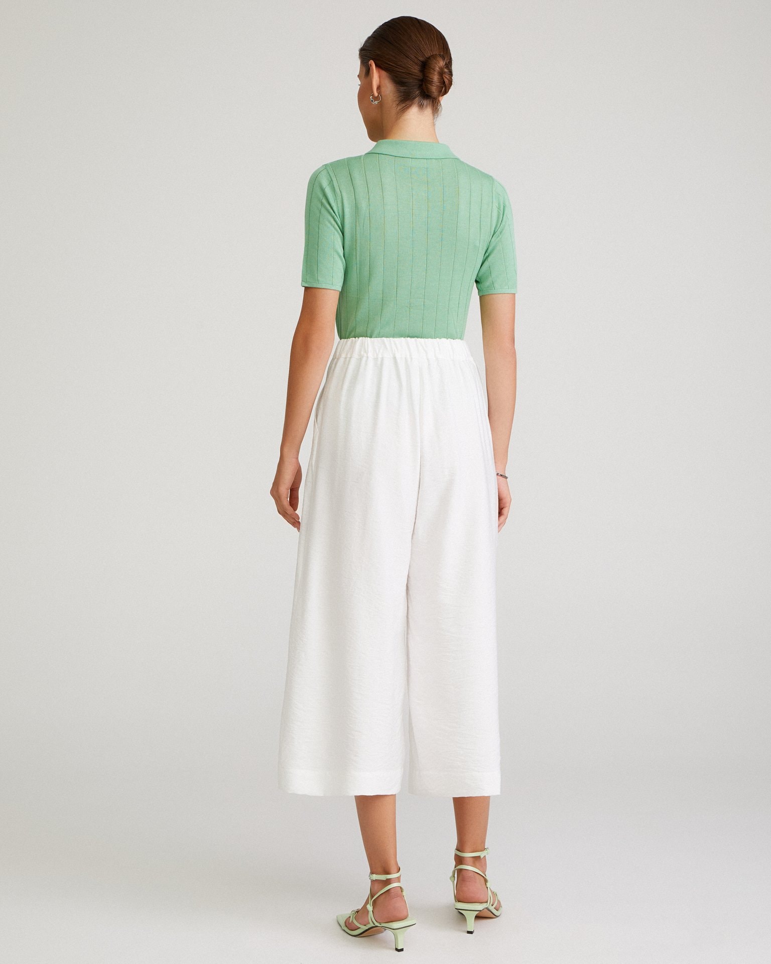 Cropped palazzo trousers, White — photo 4