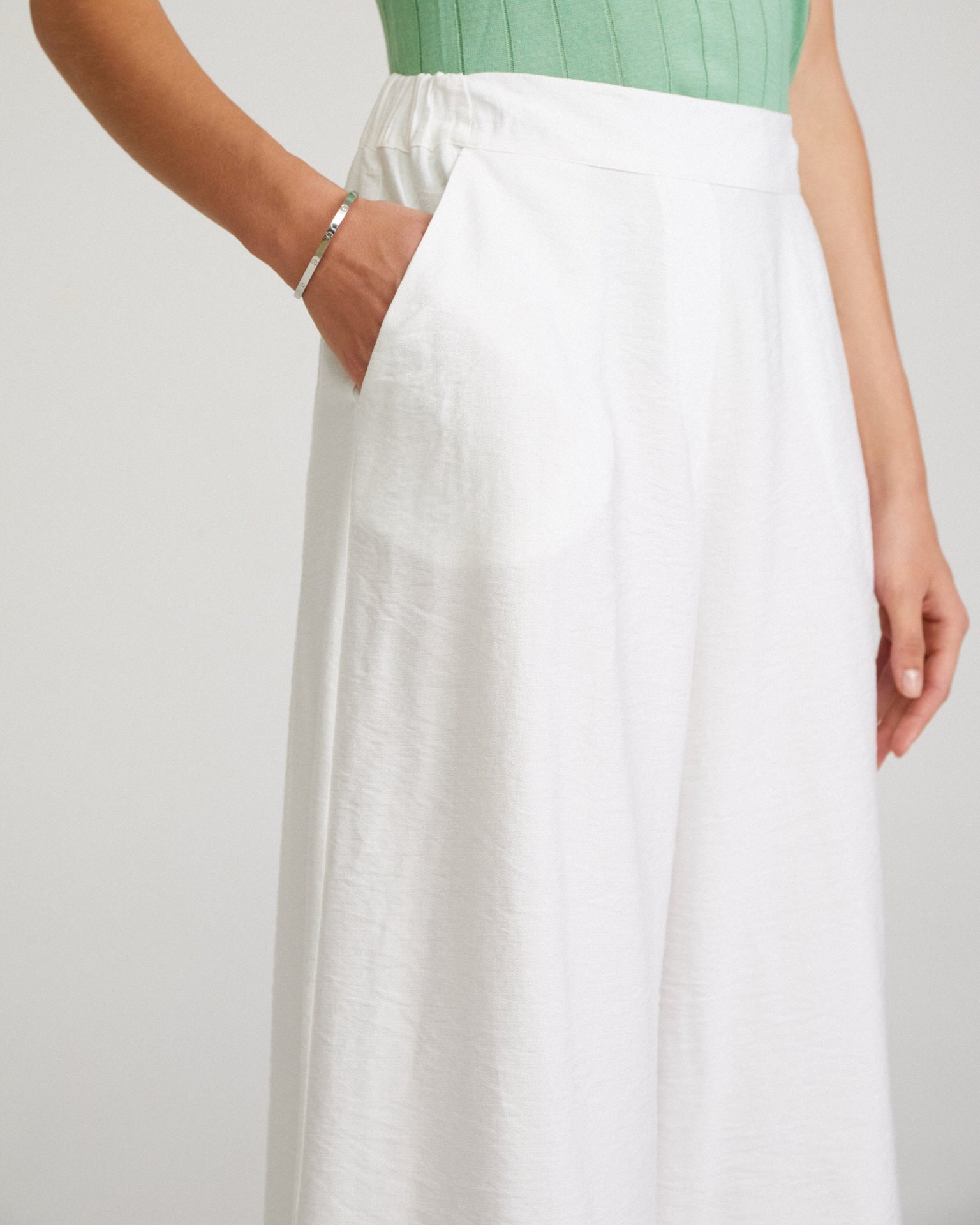 Cropped palazzo trousers, White — photo 6