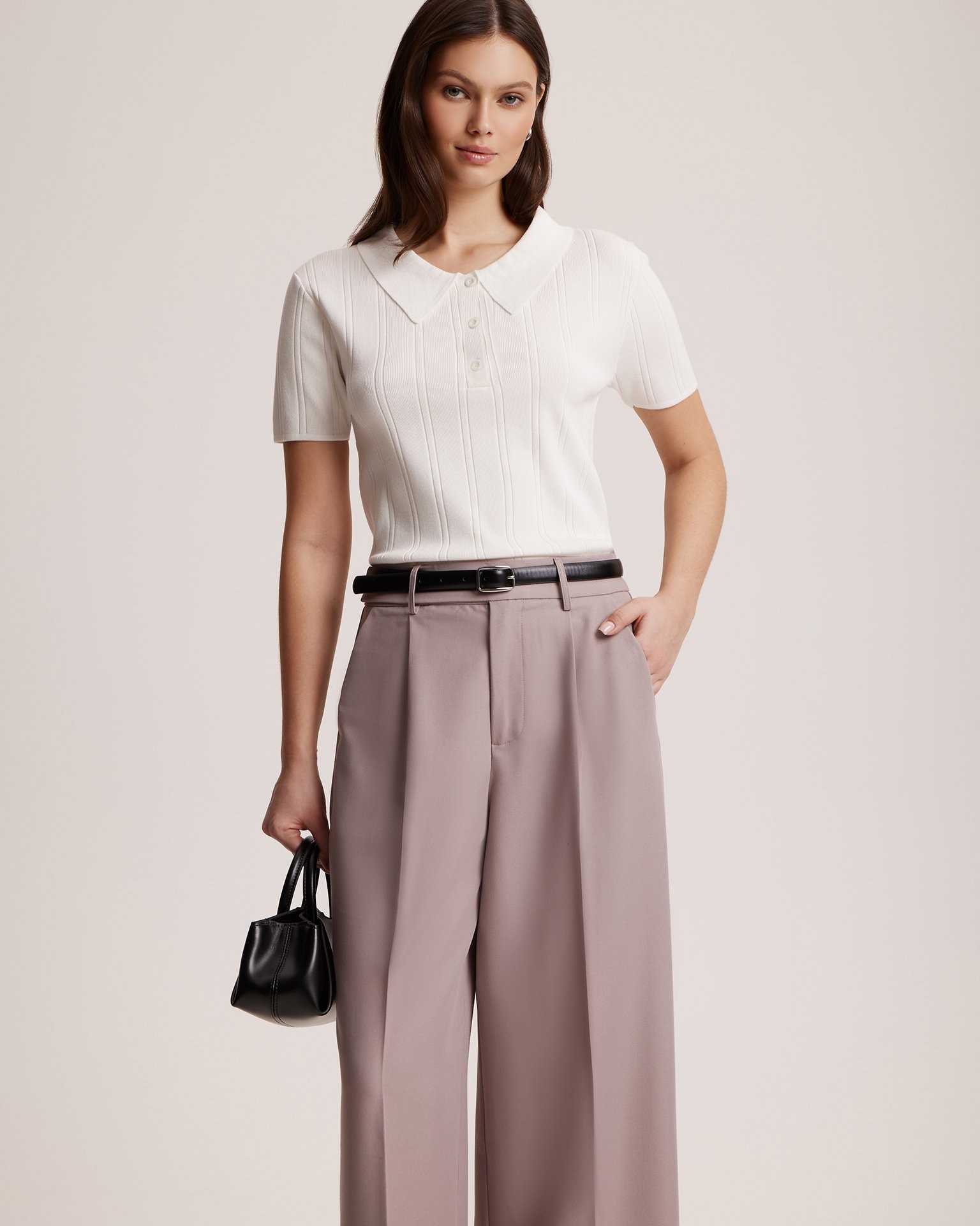 White polo t-shirt, White — photo 5