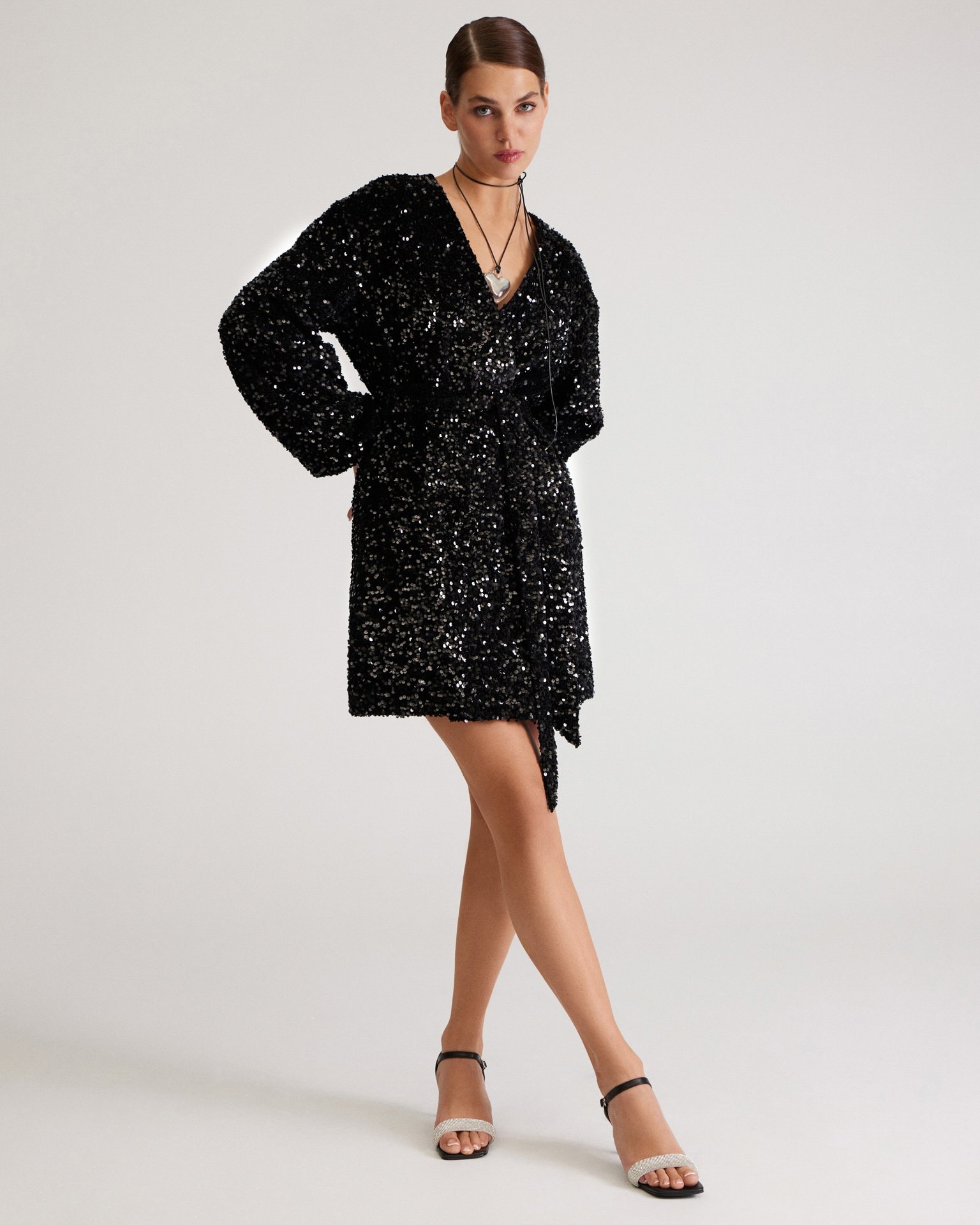 Sequin mini dress, Black — photo 5