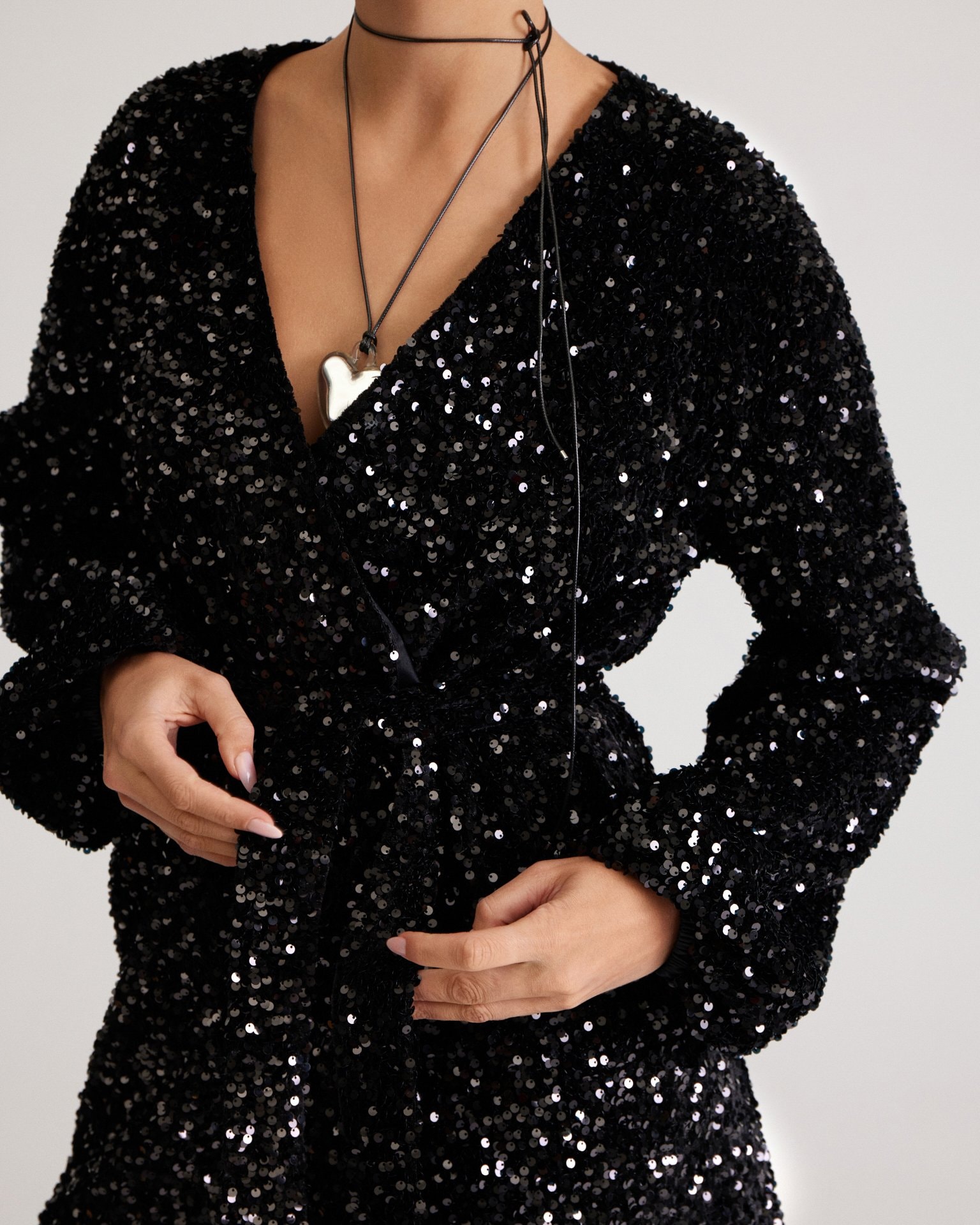 Sequin mini dress, Black — photo 10