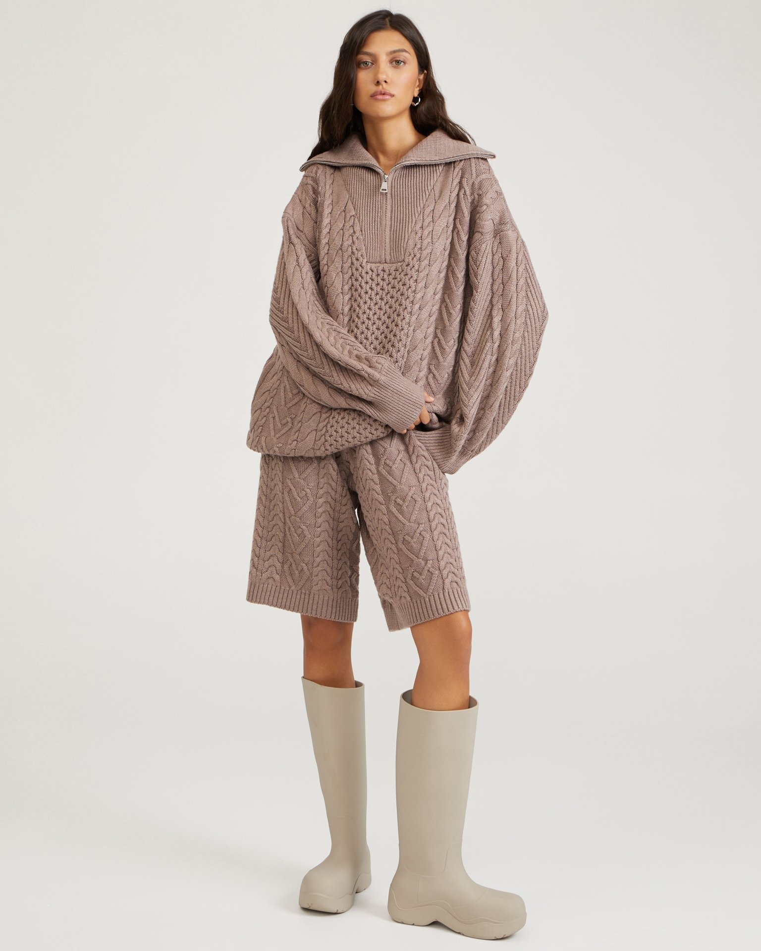 Knit Bermuda shorts, Brown