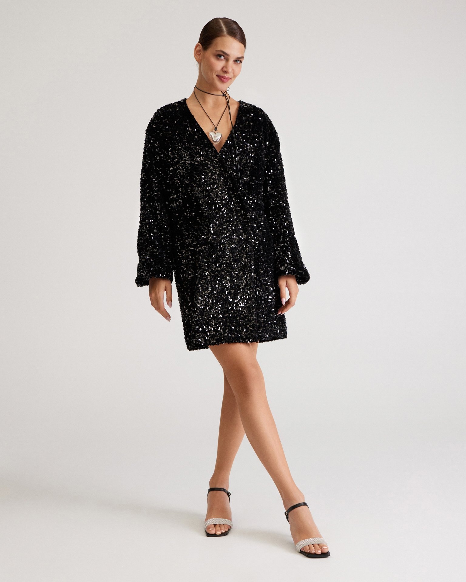 Sequin mini dress, Black — photo 7