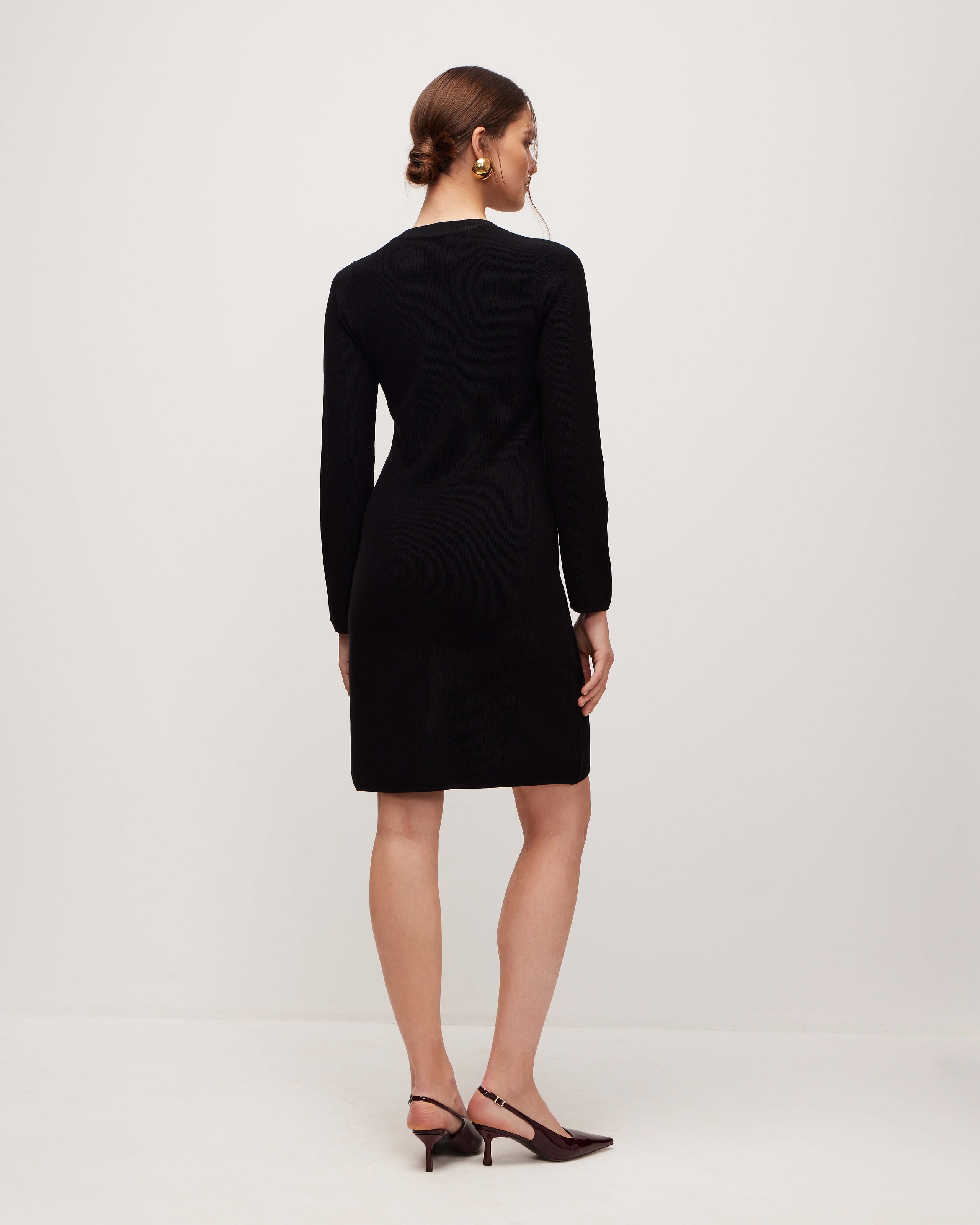 Button-down knit dress, Black — photo 3