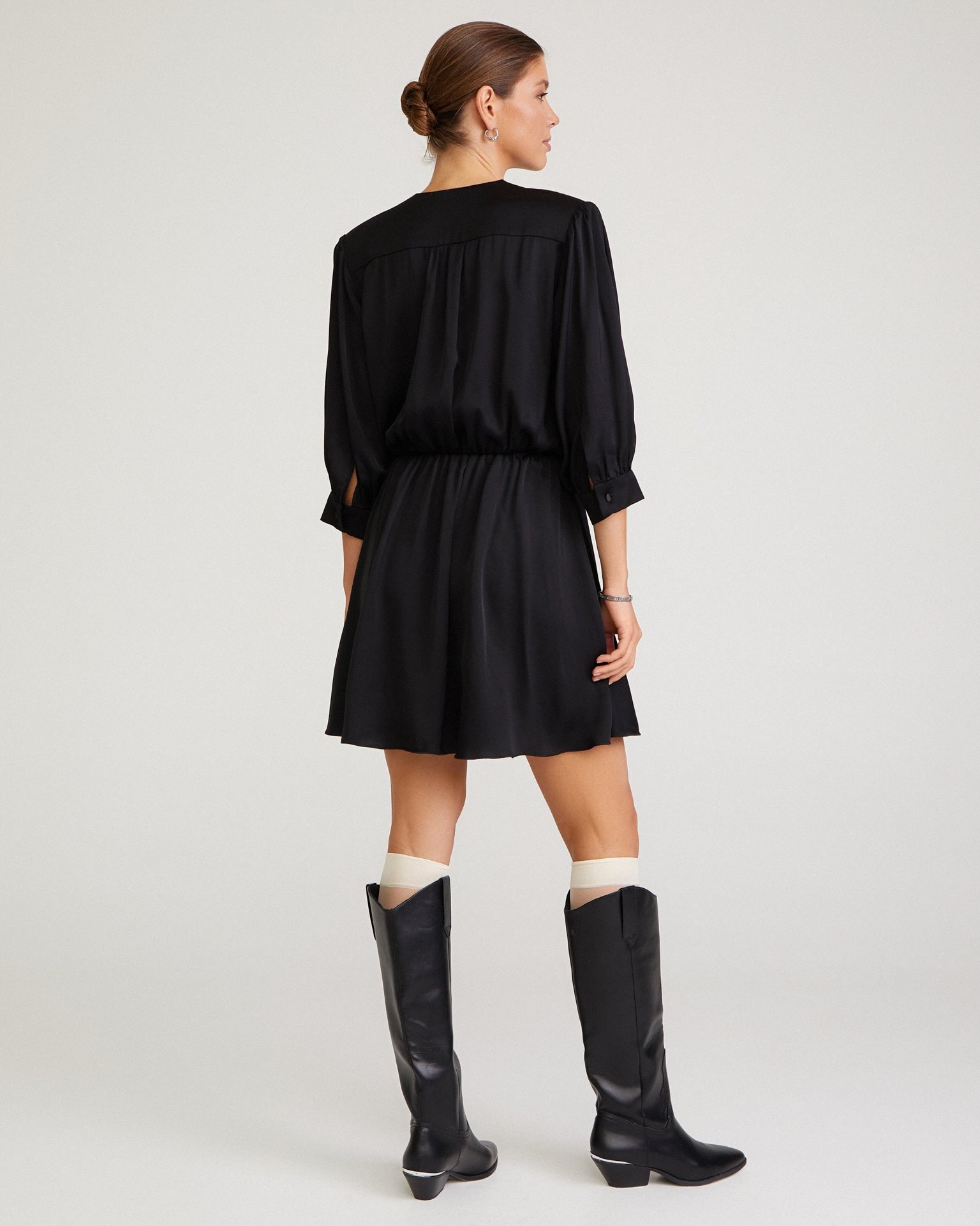 Long-sleeved mini dress, Black — photo 3