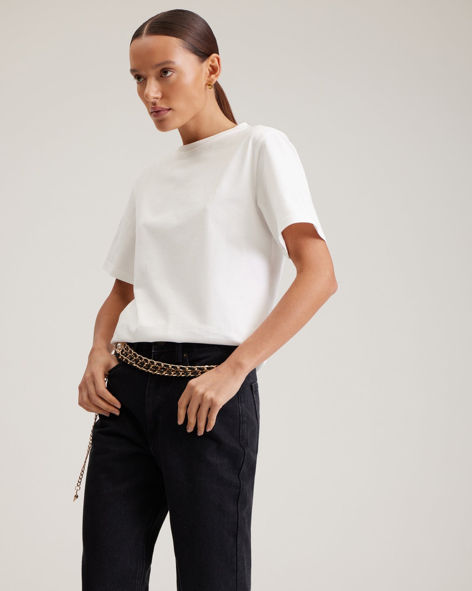 Basic white t-shirt, White — photo 8
