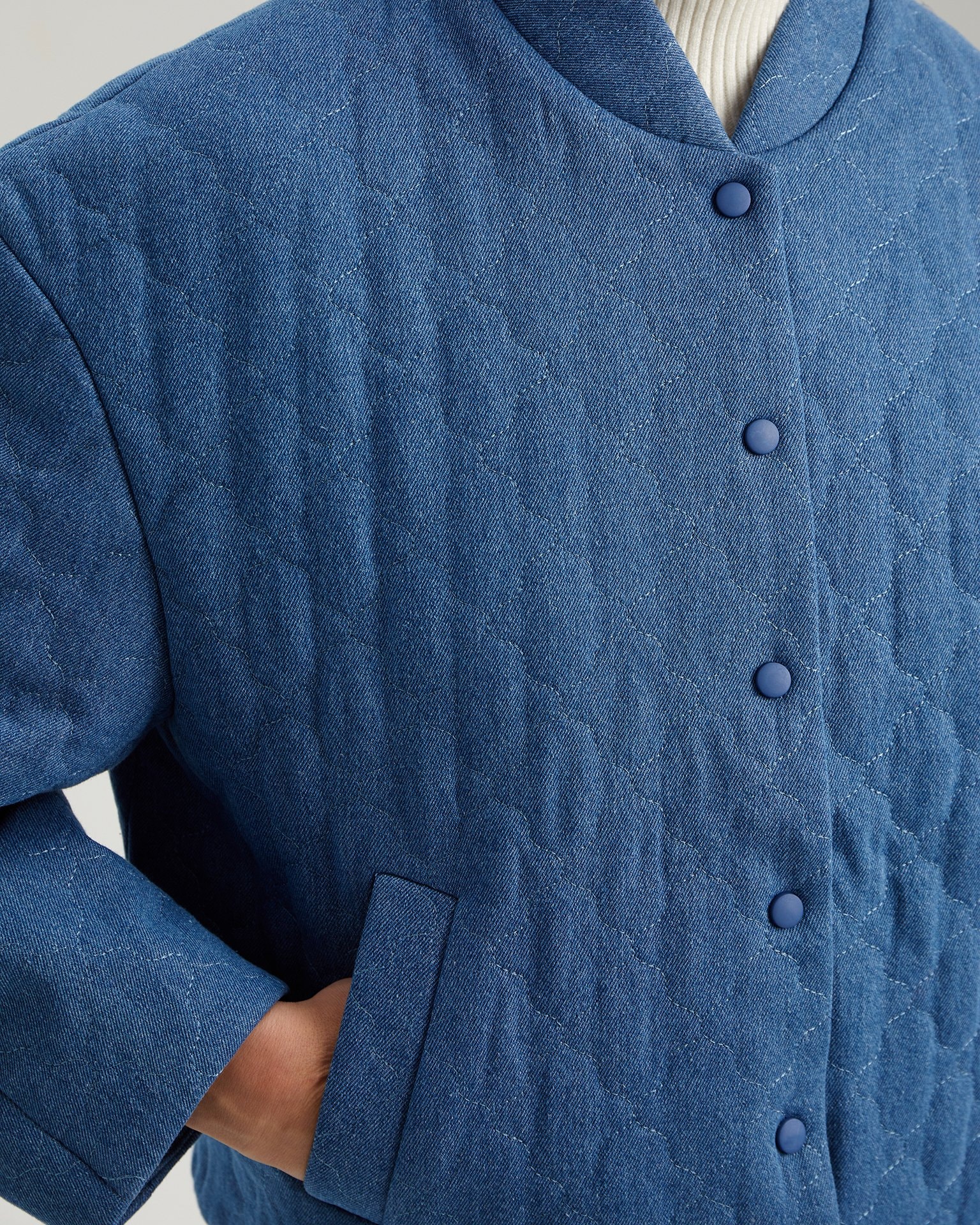 Denim Bomber Jacket, Blue — photo 6