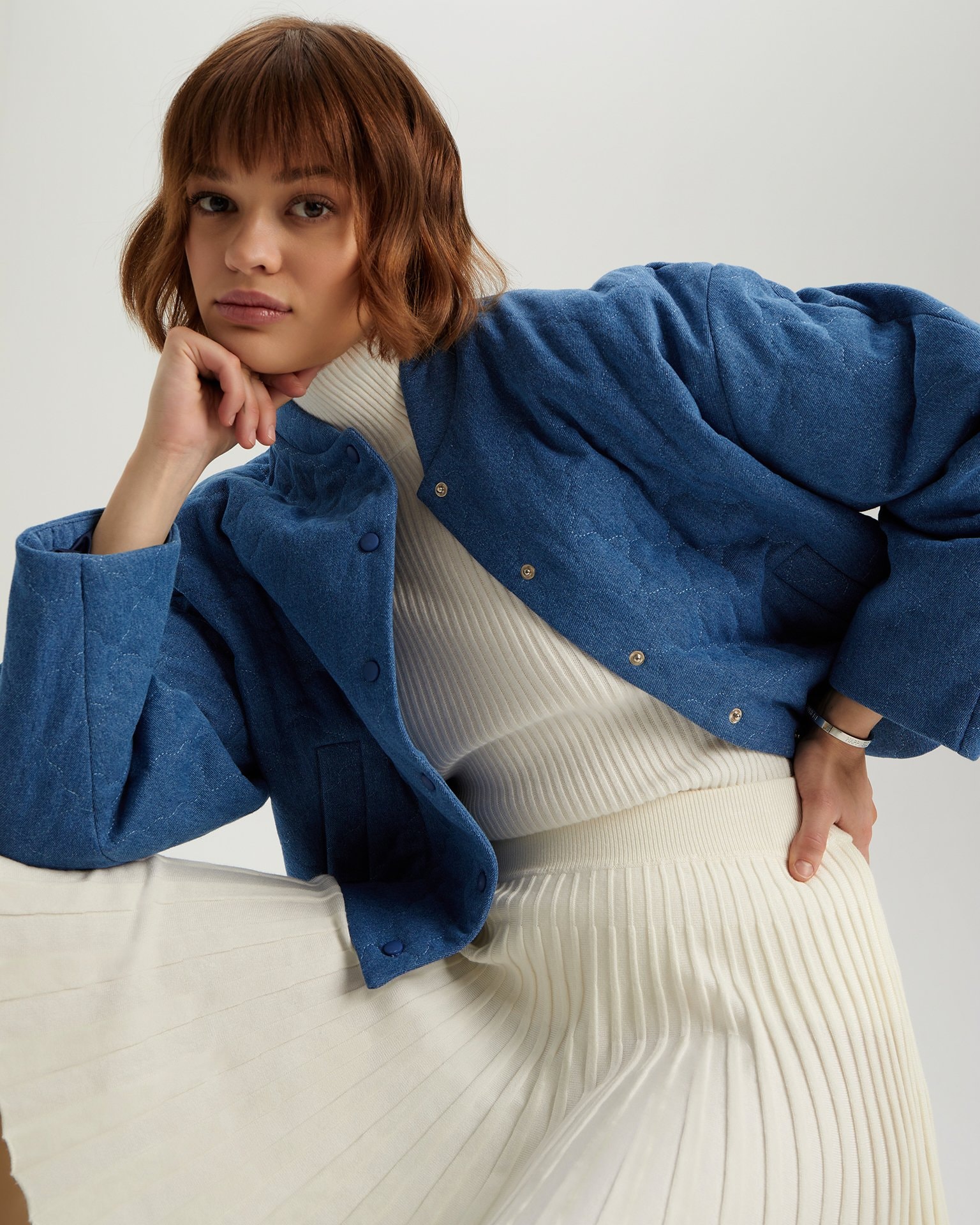 Denim Bomber Jacket, Blue — photo 4
