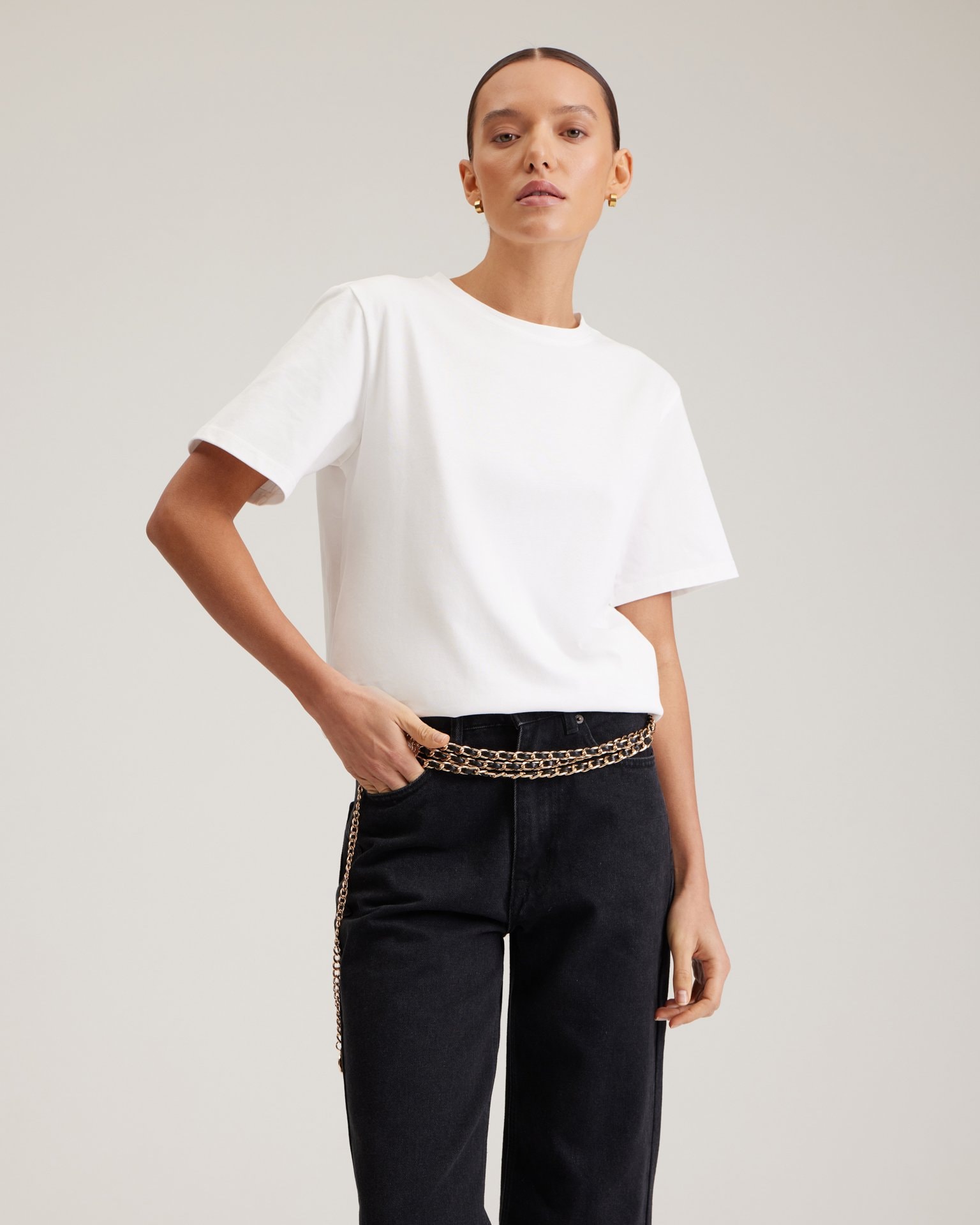 Basic white t-shirt, White — photo 6