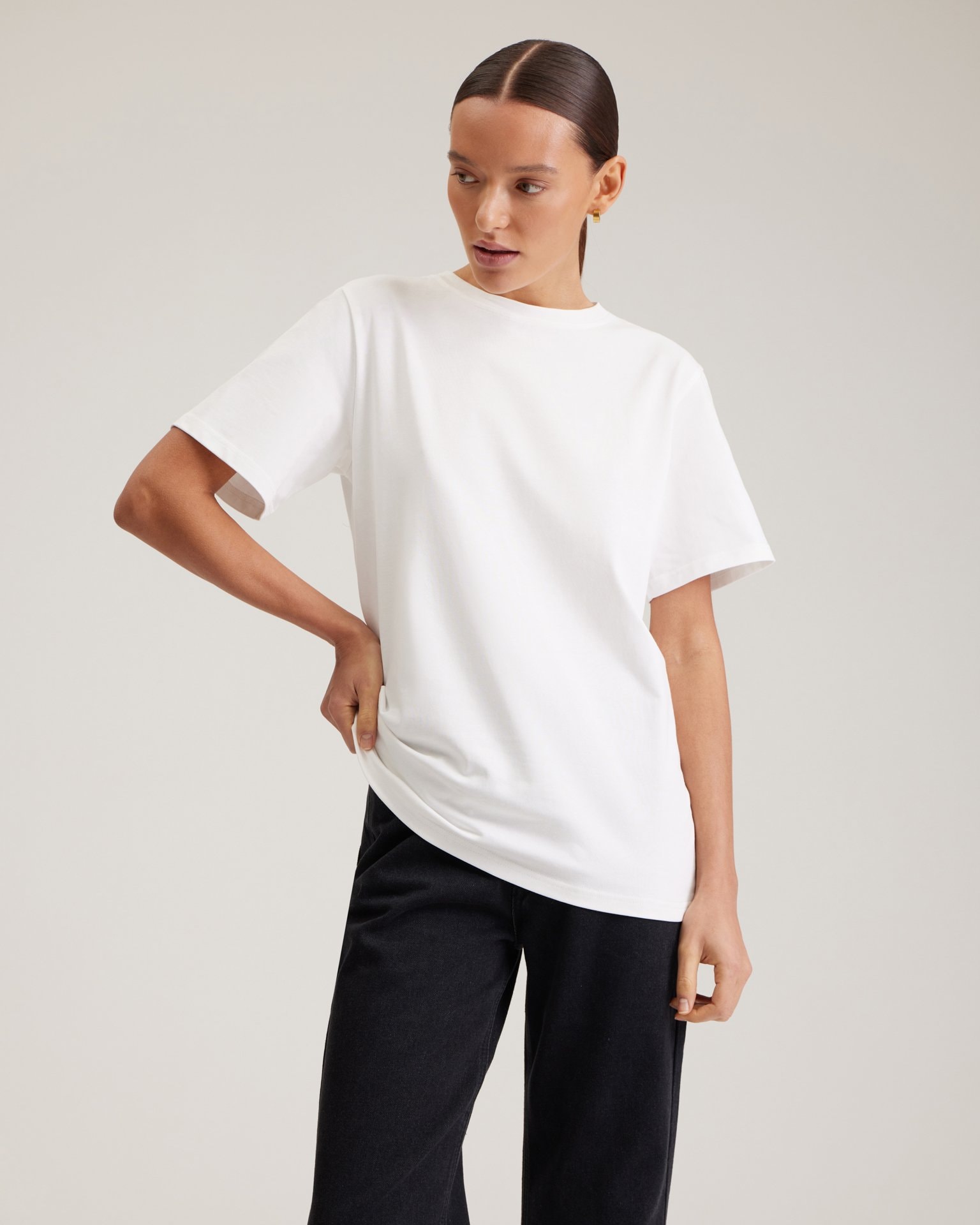 Basic white t-shirt, White — photo 7
