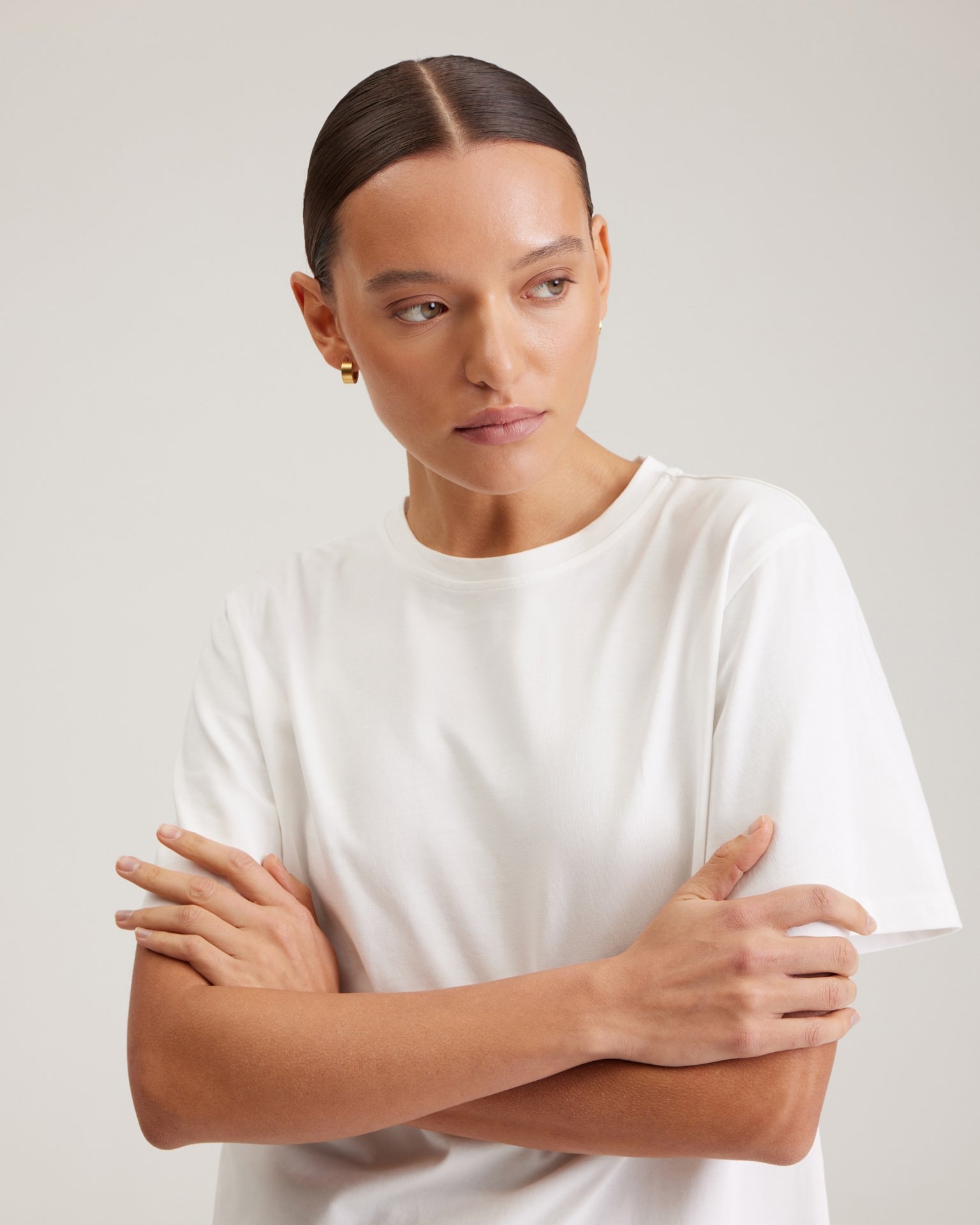 Basic white t-shirt, White — photo 9