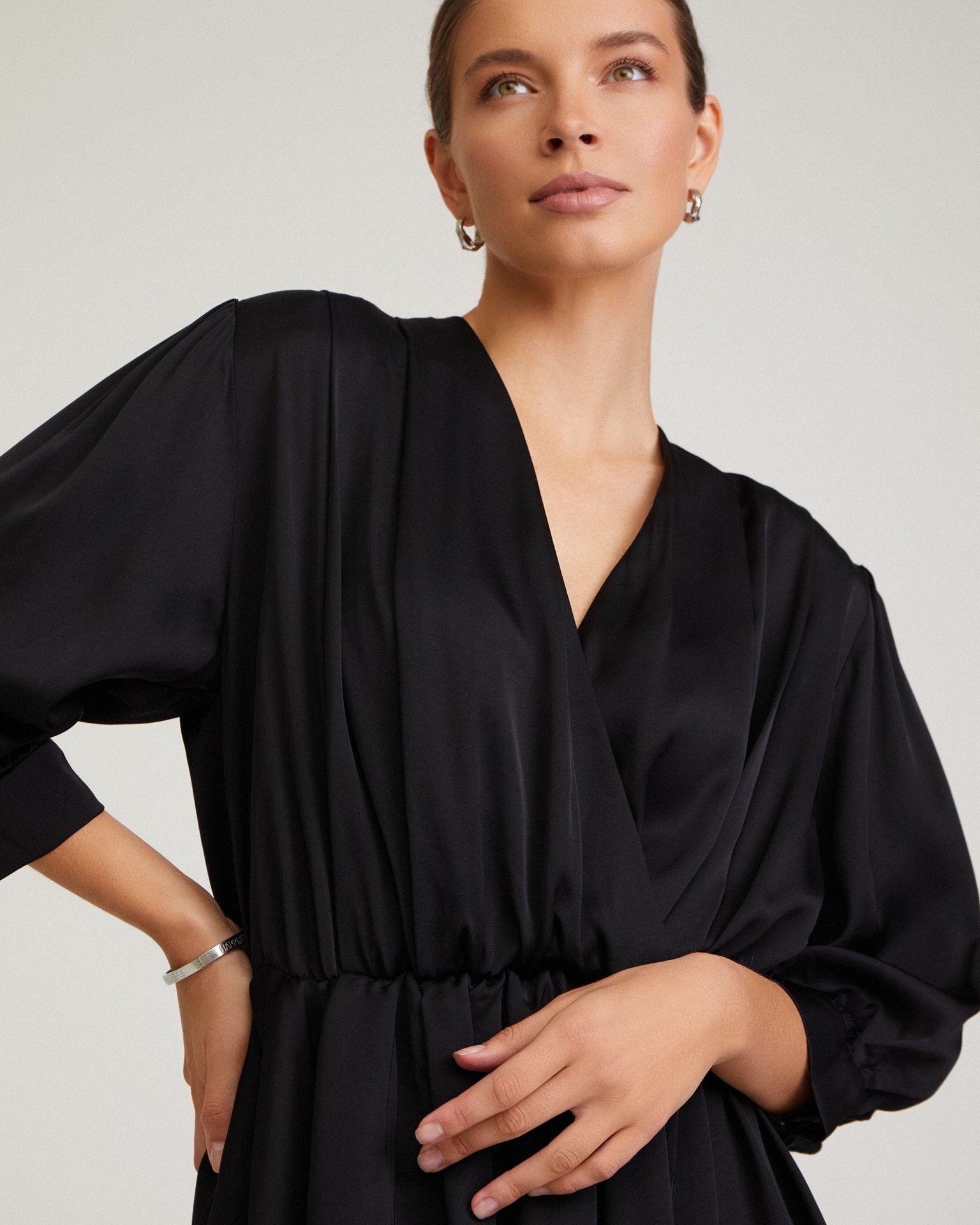 Long-sleeved mini dress, Black — photo 6