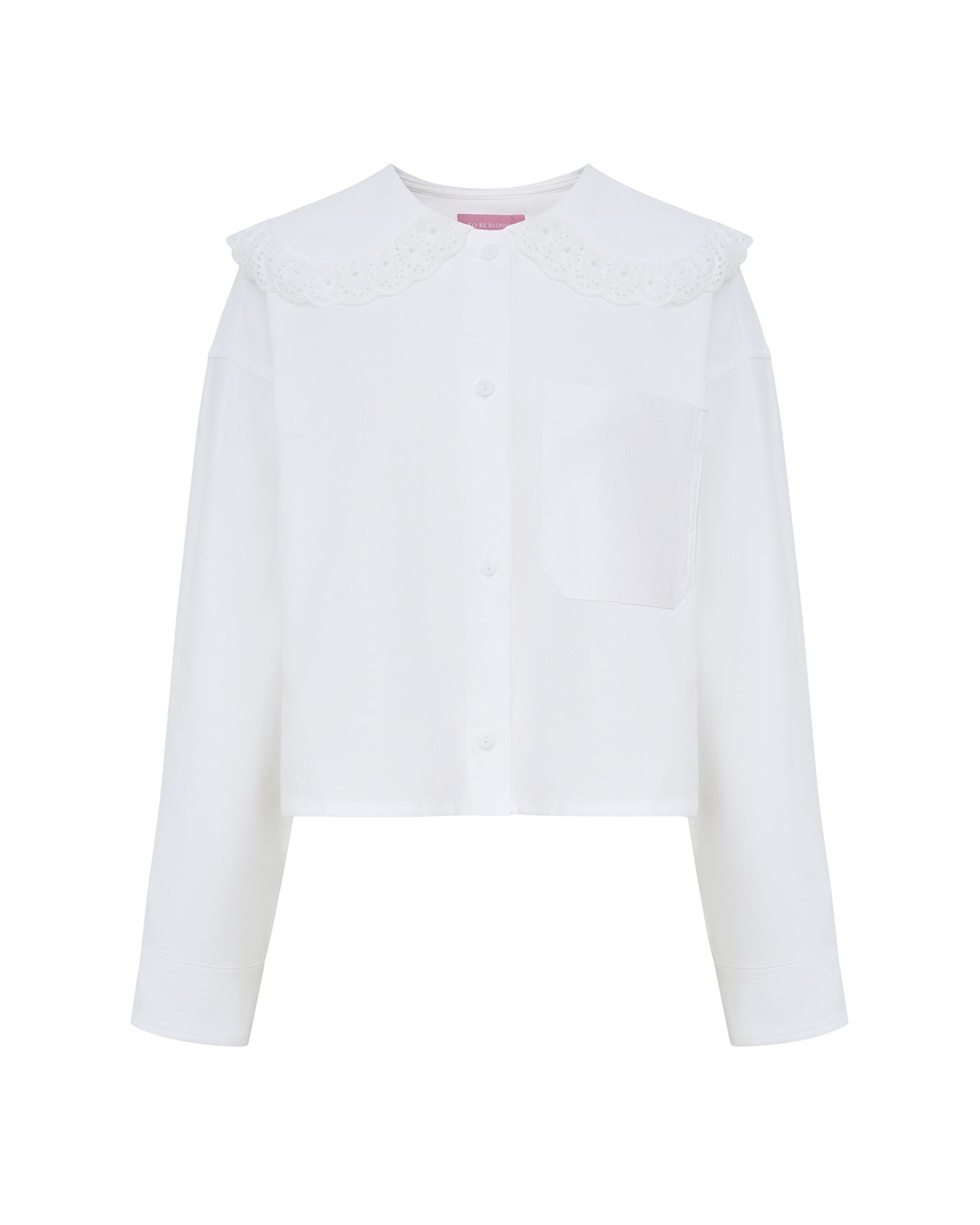 Shirt with a round collar, White — photo 8
