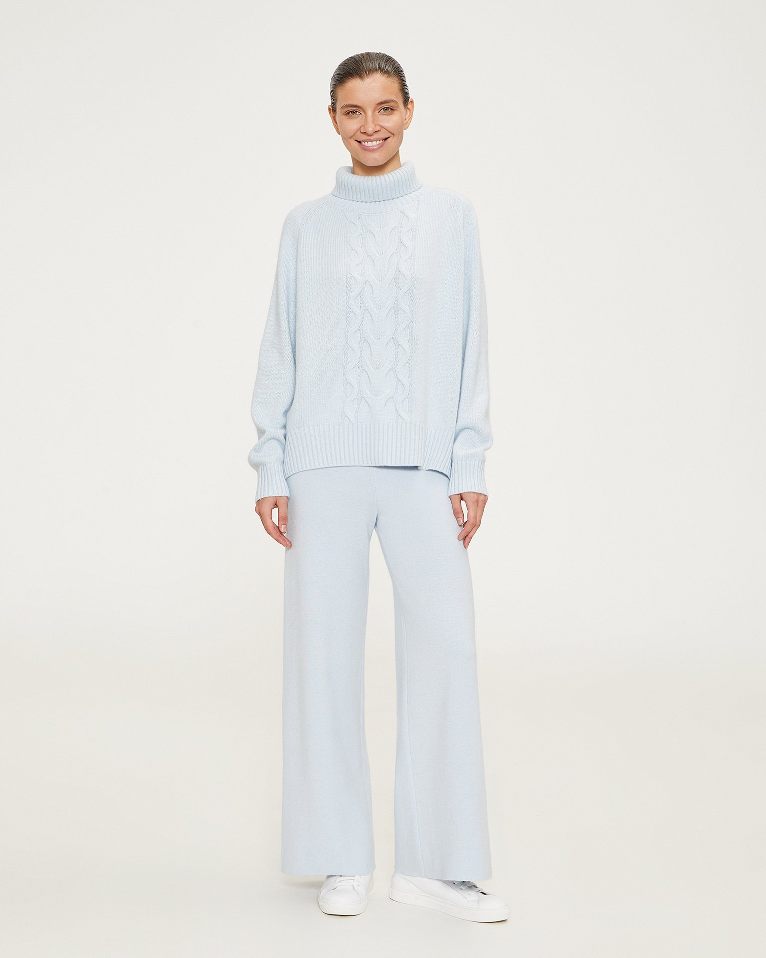 Flared Trouser Suit, Light Blue