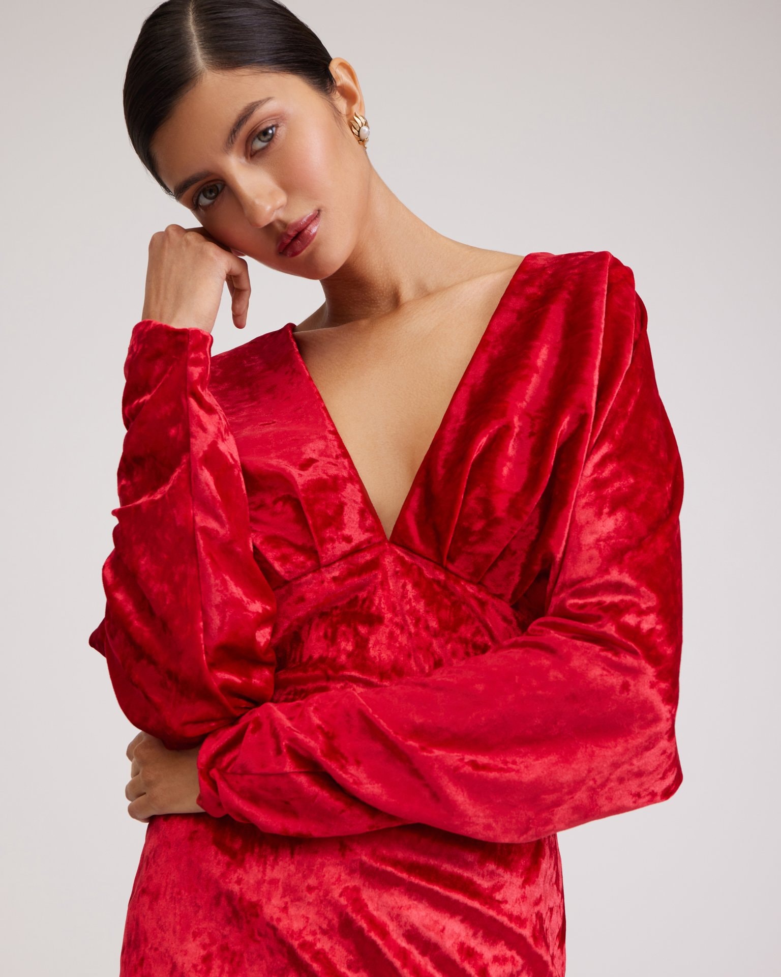 Red Velvet Dress, Red — photo 2
