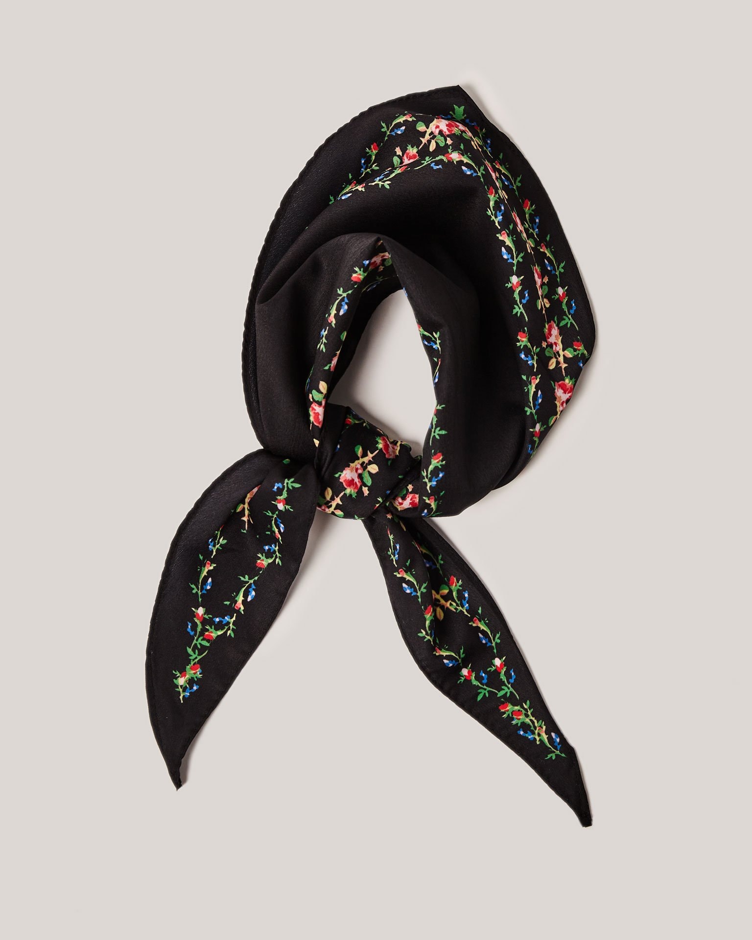 Black scarf with a print, Multicolour