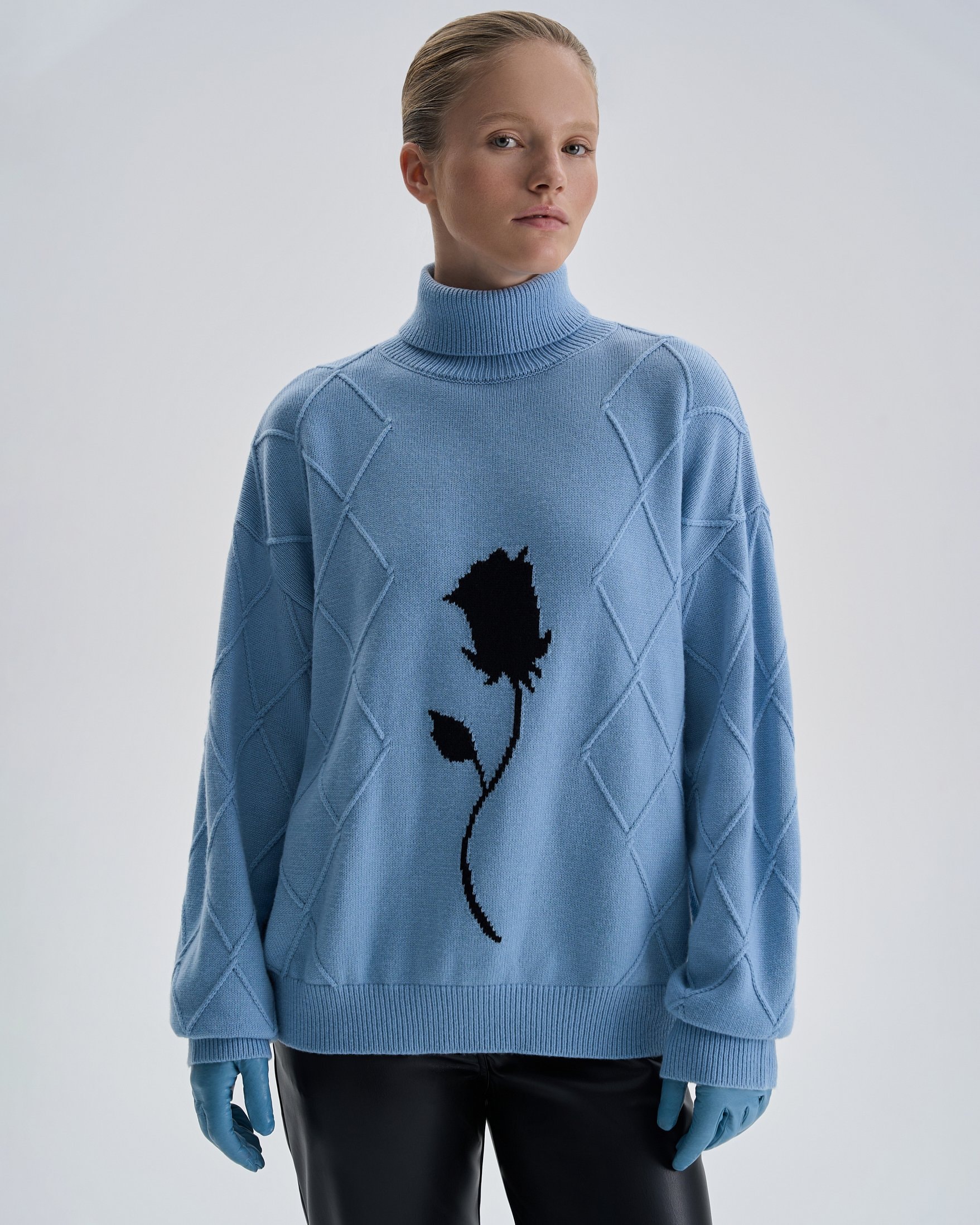 Sweater with a crew neck, Light Blue — photo 3