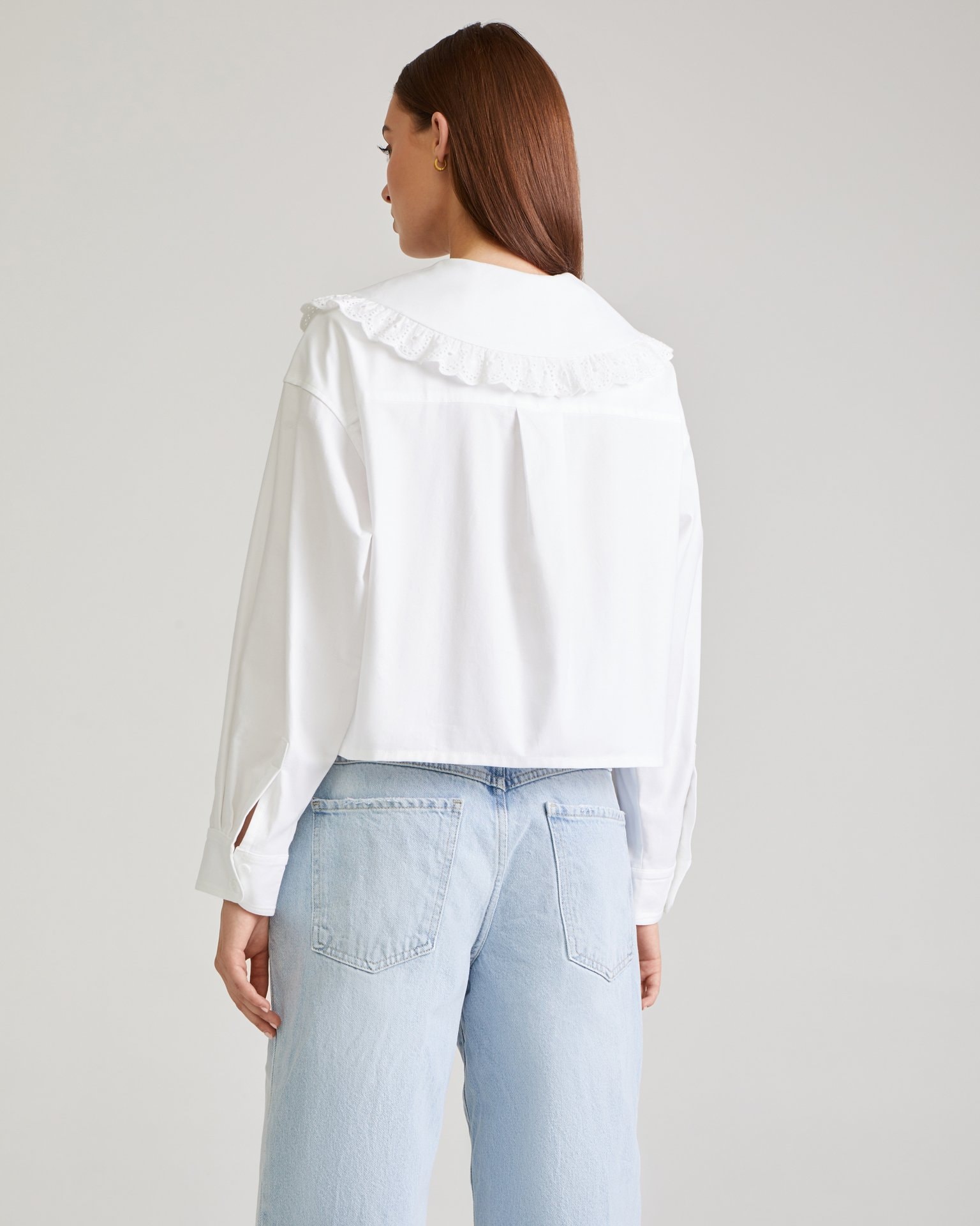 Shirt with a round collar, White — photo 5