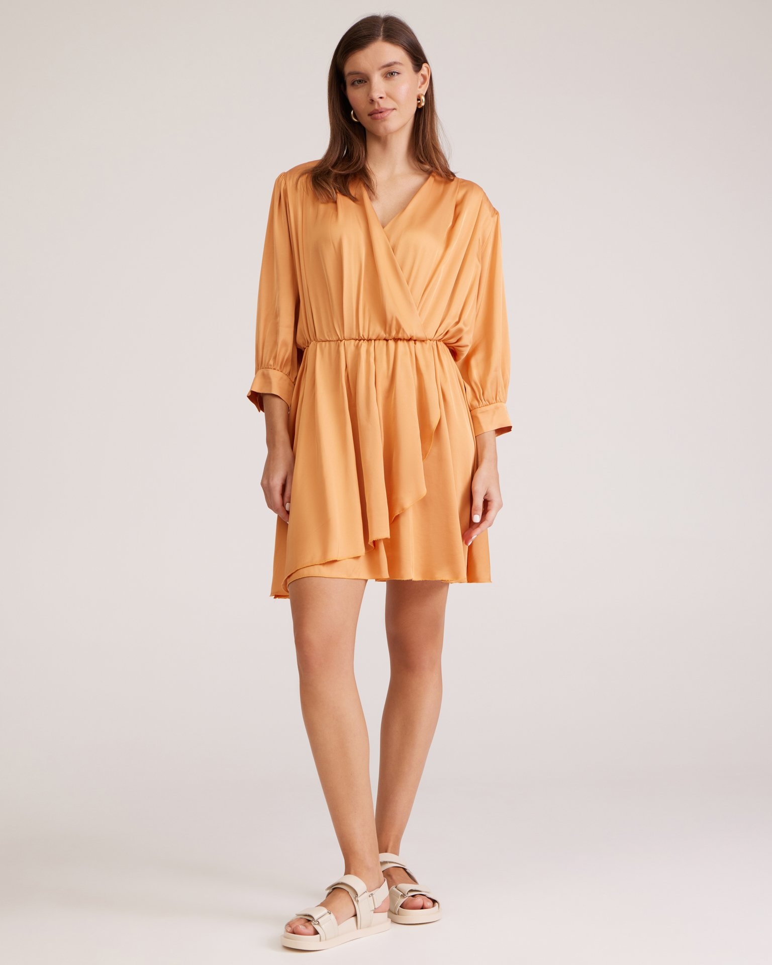 V-neck dress, Orange — photo 4