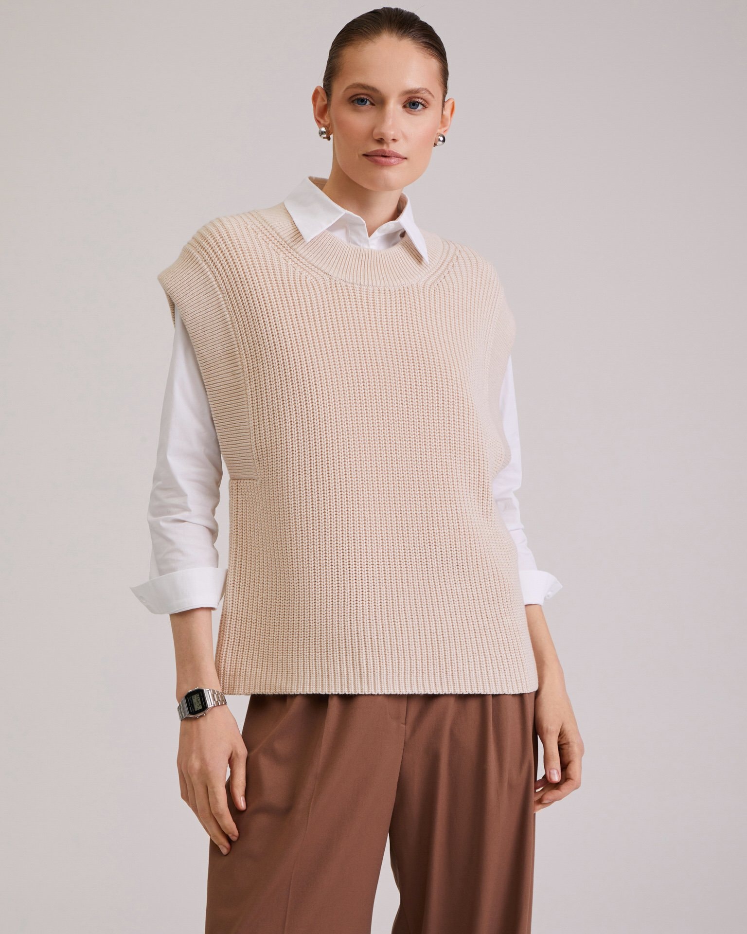 Knitted waistcoat, Beige — photo 4