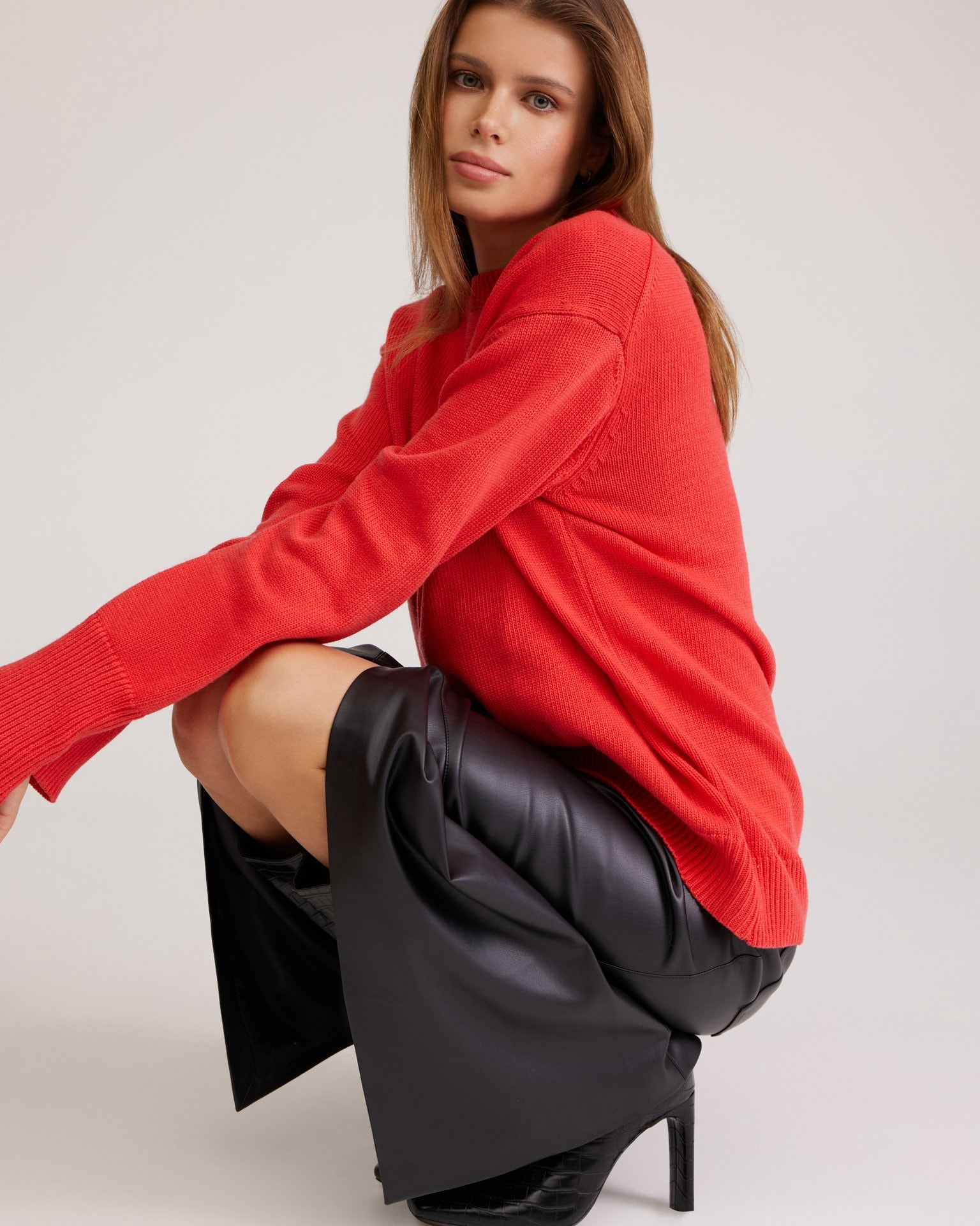 Oversize red jumper, Red — photo 5