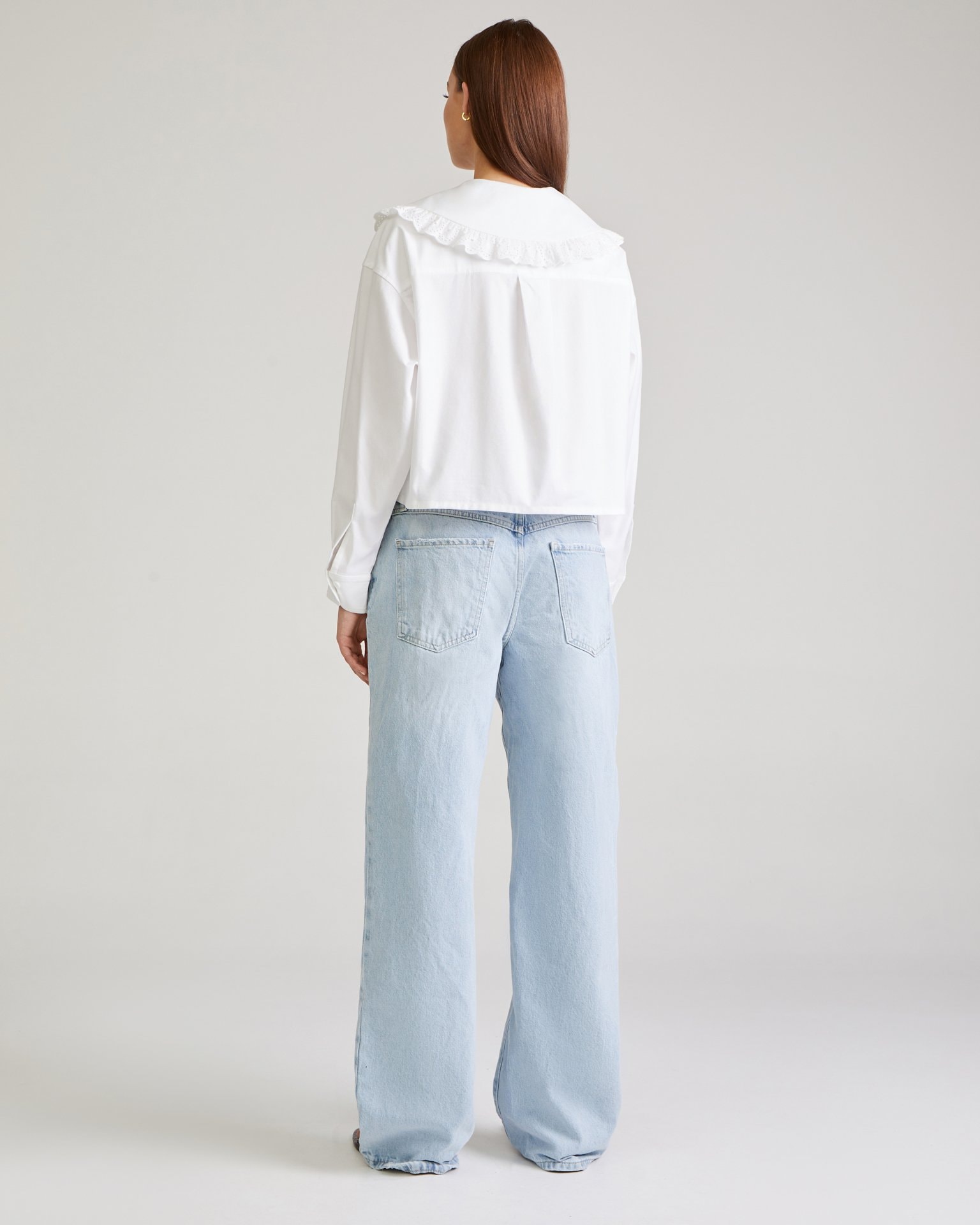 Shirt with a round collar, White — photo 3