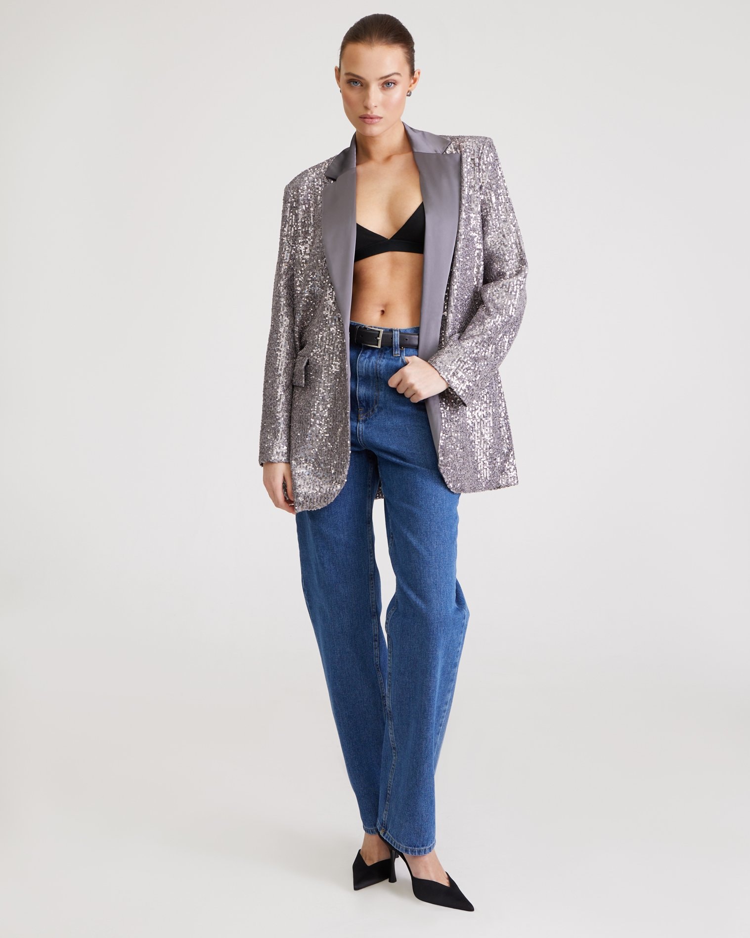 Jacket with sequins, Black — photo 2