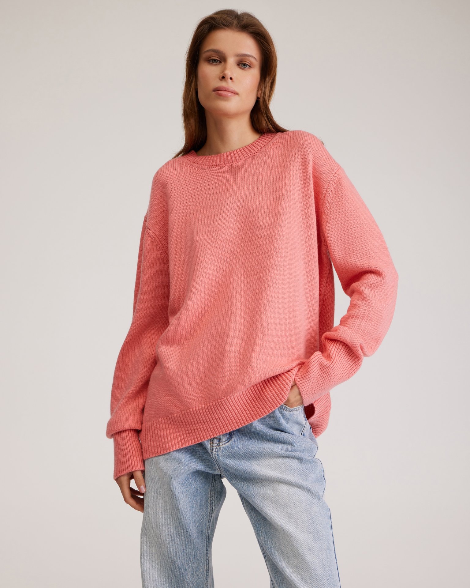 Oversize jumper in coral, Pink
