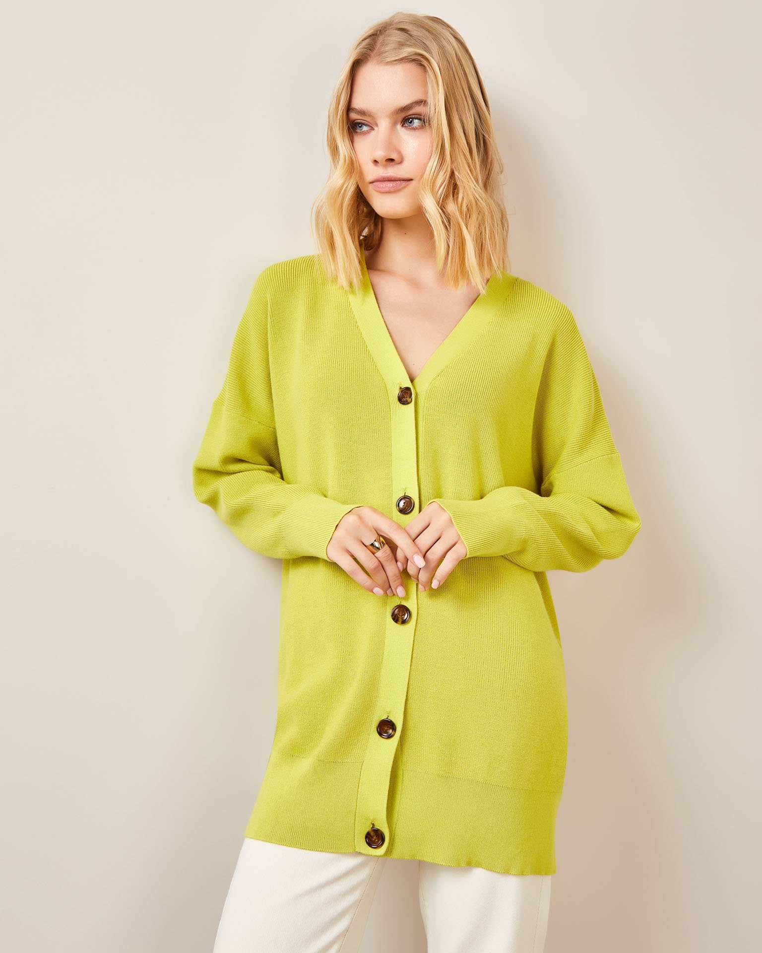 A longline cardigan, Lime — photo 4